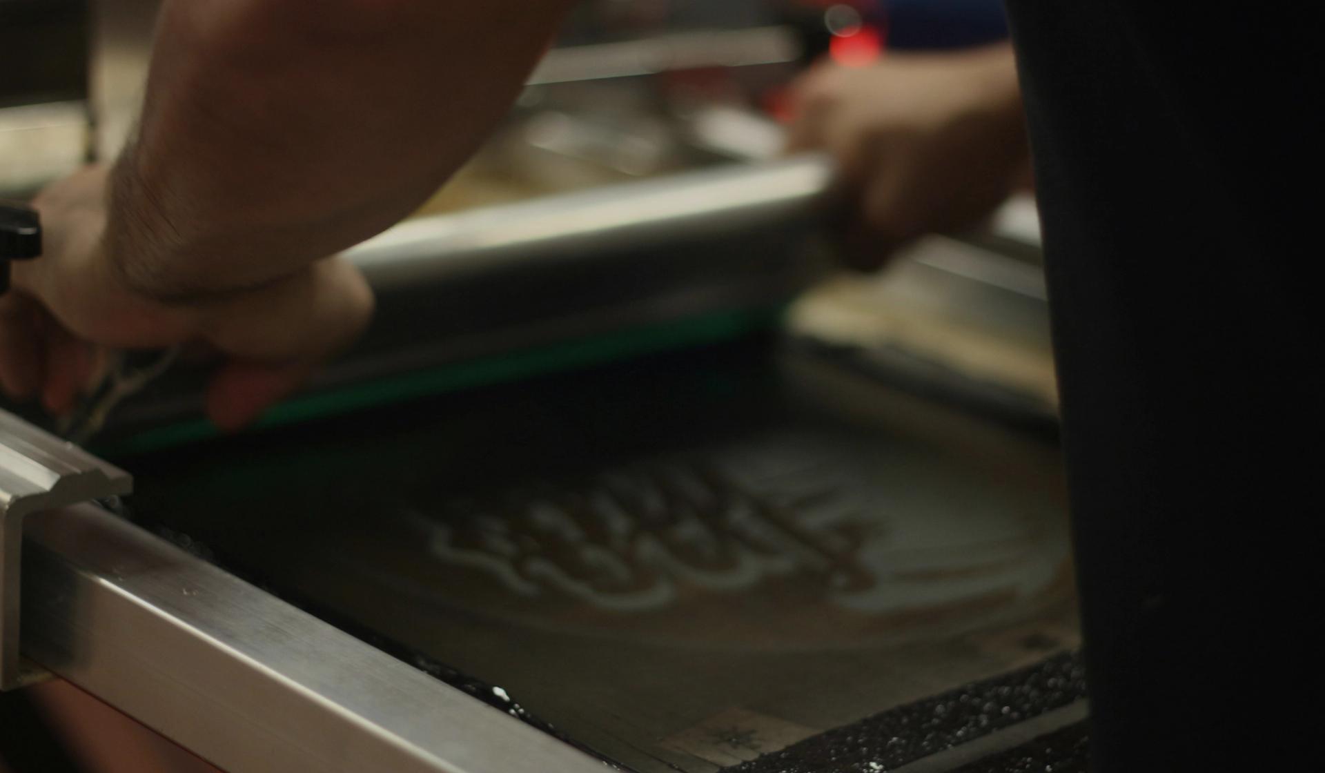 A screen print being made