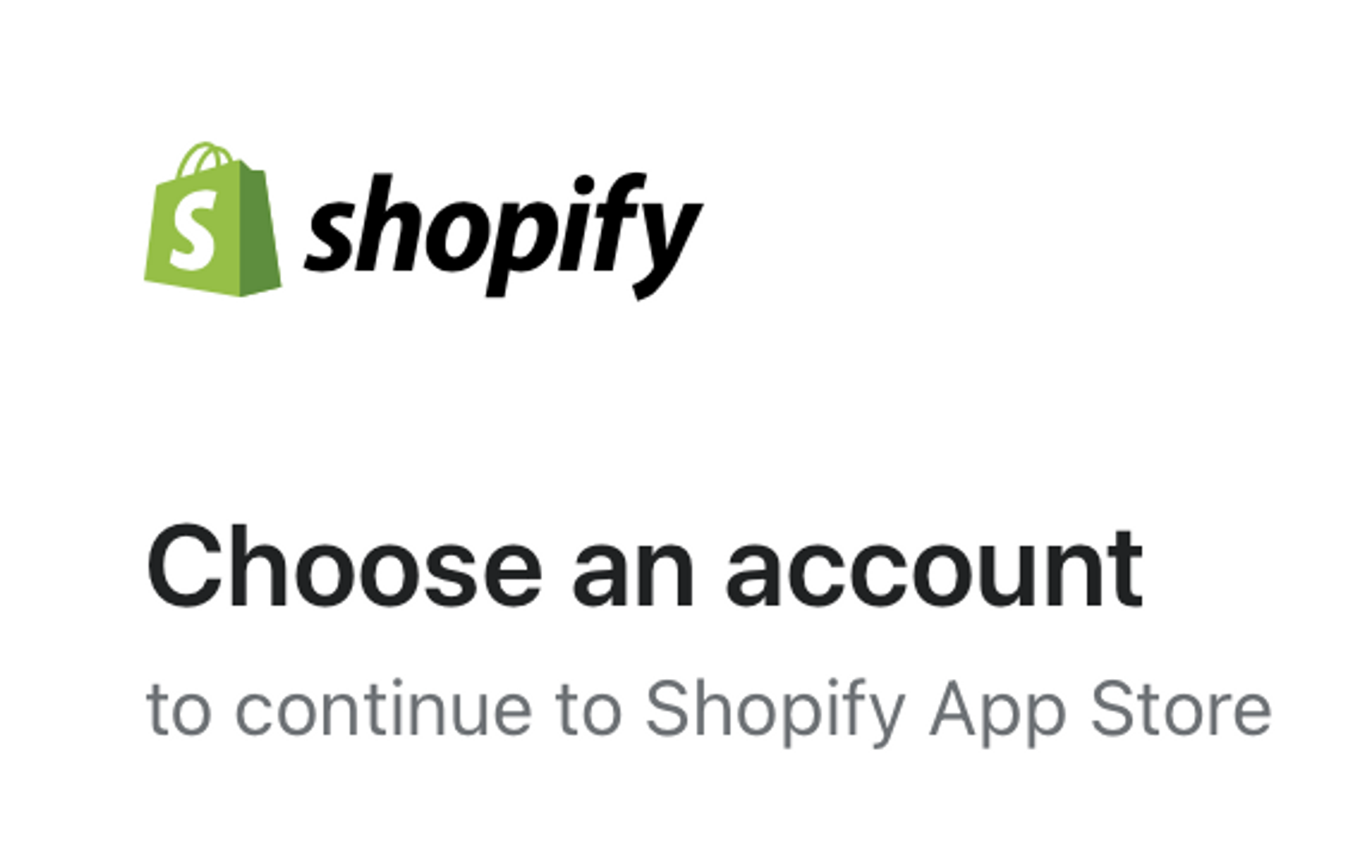 Select account on Shopify