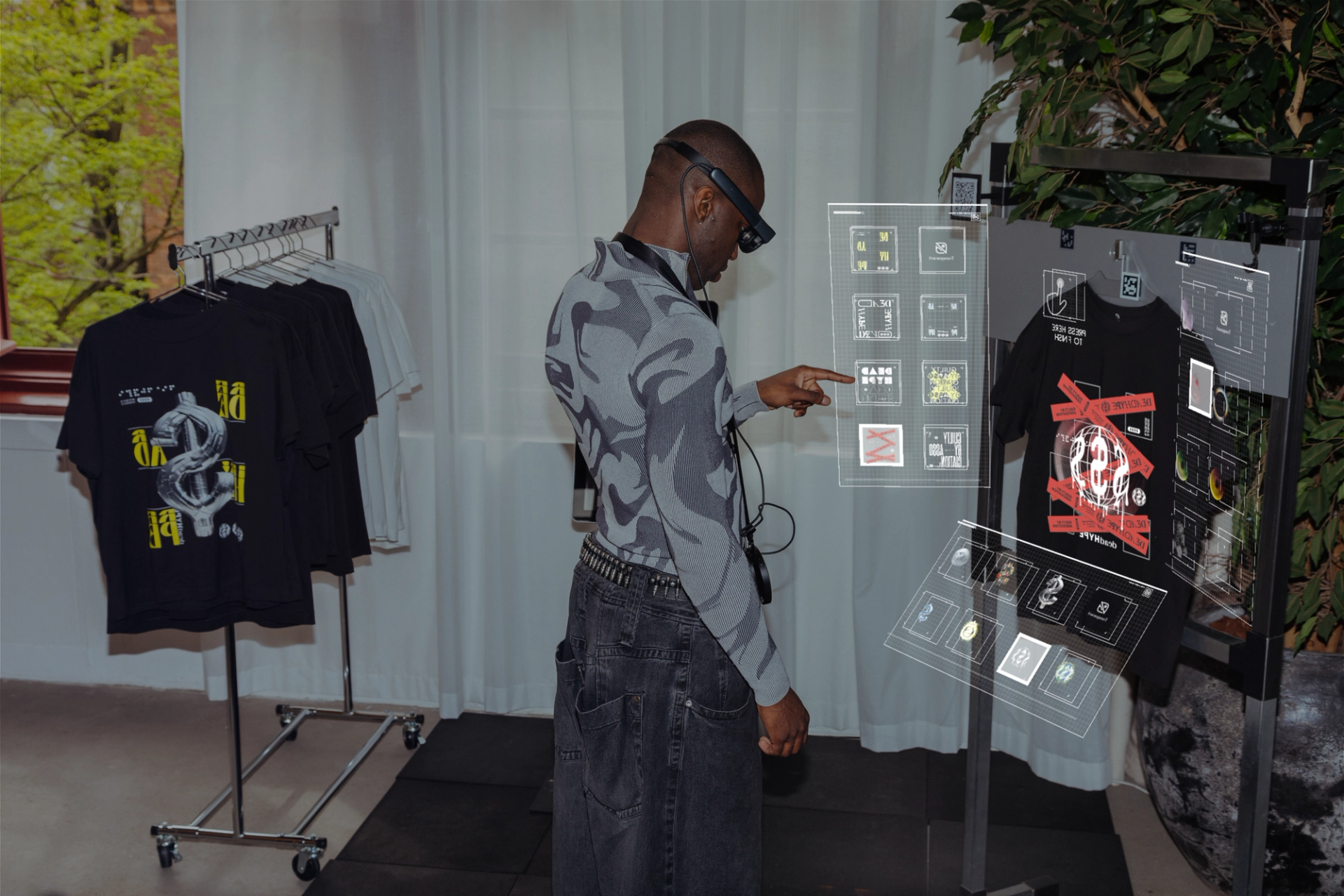 A user explore an AR merch experience made by Creator Studio