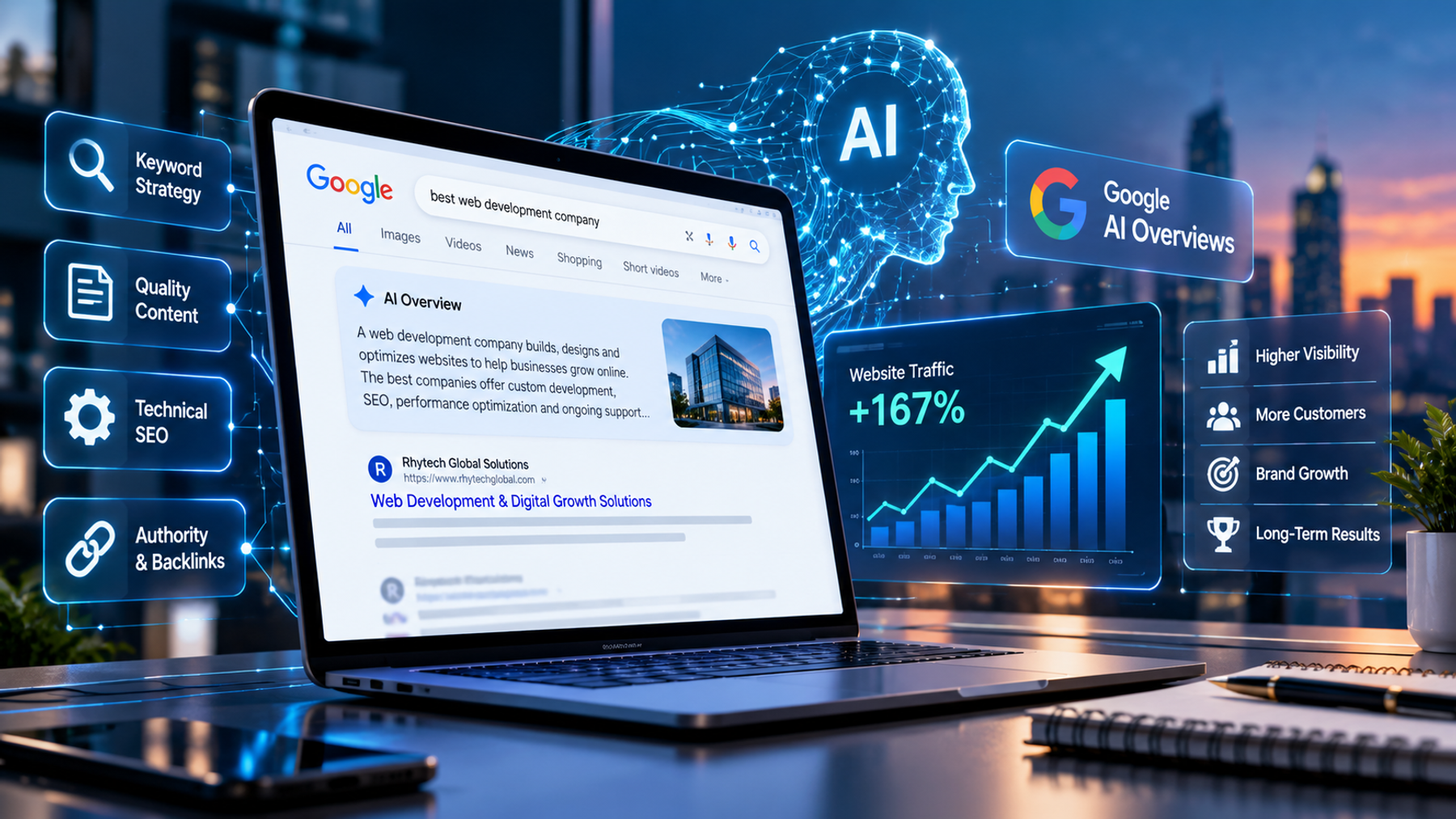 SEO analytics dashboard and AI-powered search technology