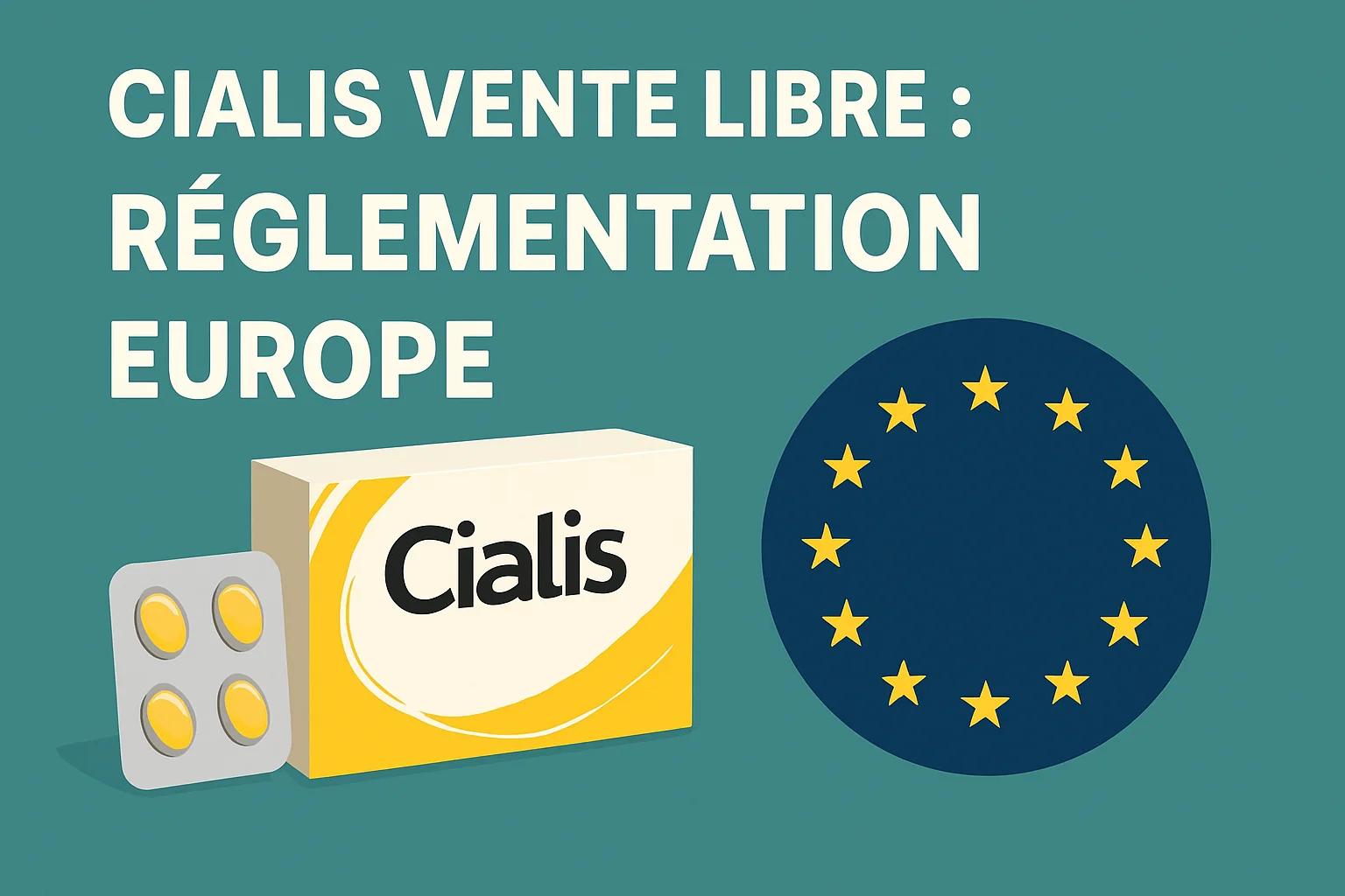 Comprimés de Cialis avec drapeaux européens symbolisant la réglementation internationale Comprimés de Cialis avec drapeaux européens symbolisant la réglementation internationale