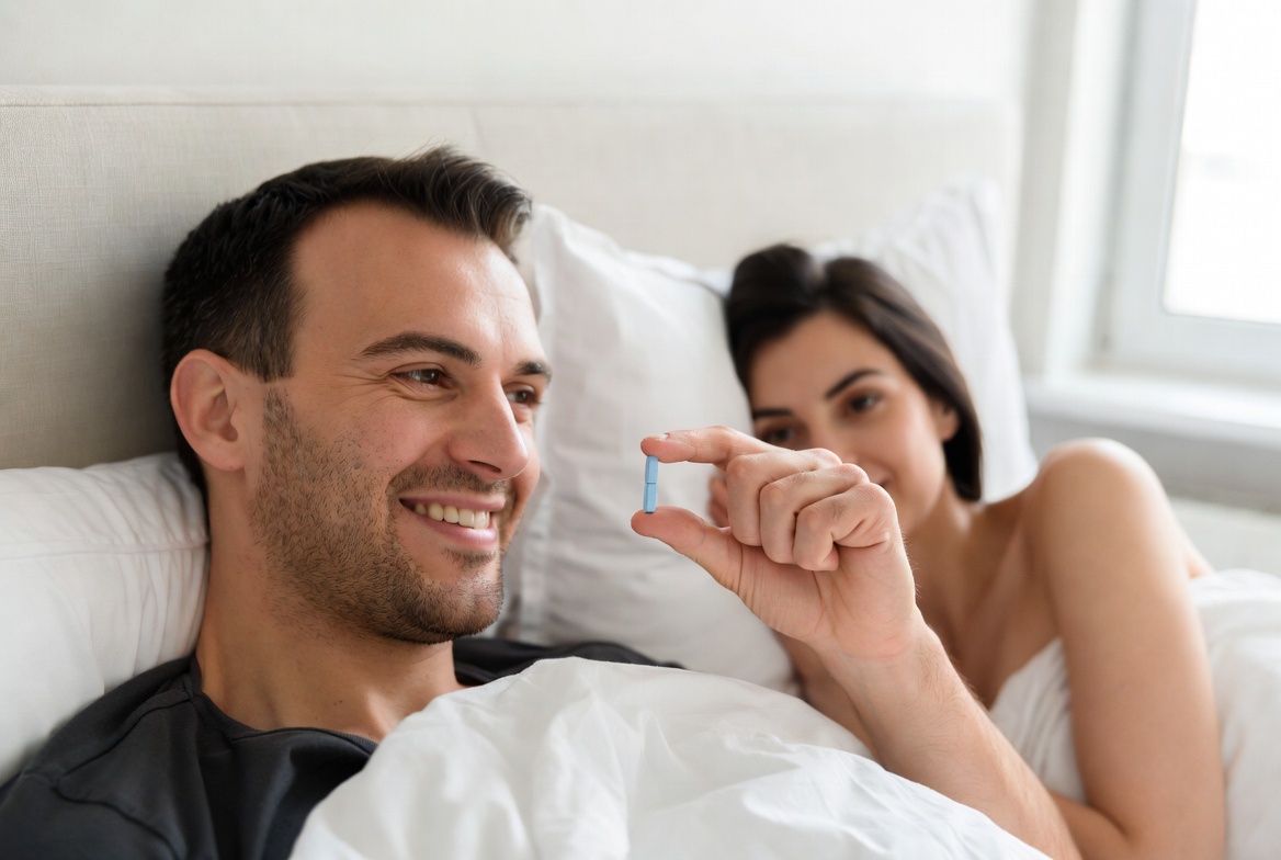 Homme consultant un médecin en ligne pour obtenir une prescription de Cialis légalement