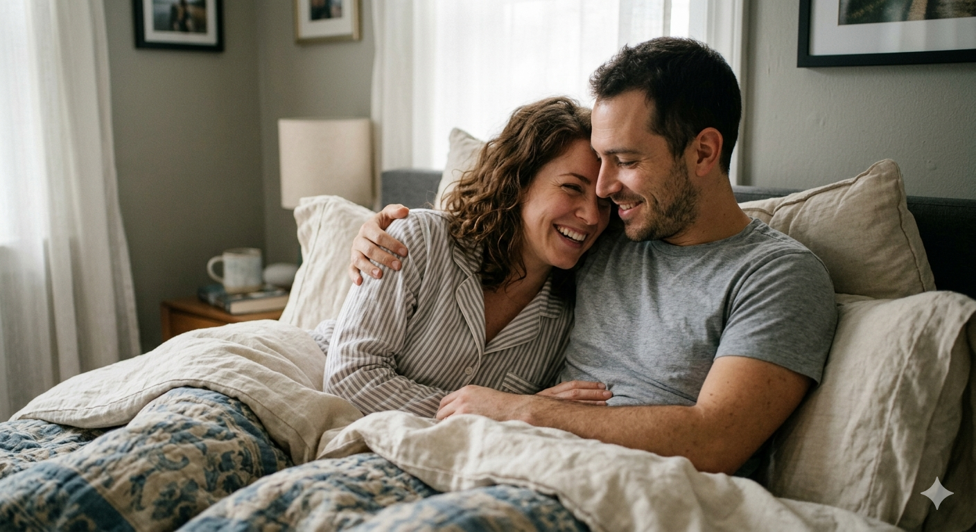 Un homme et une femme complice dans un lit