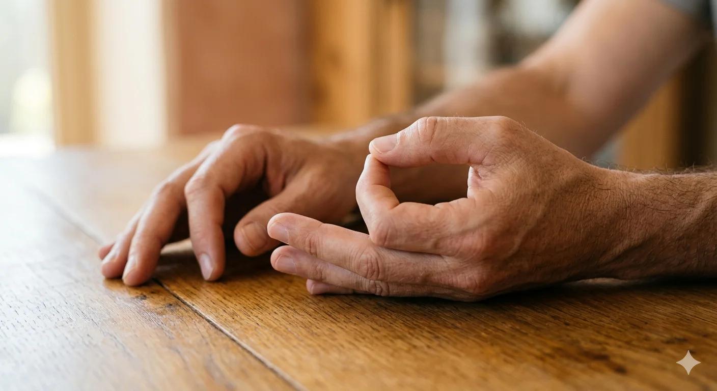 Geste d'ancrage kinesthésique des mains pour reprendre le contrôle sur l'éjaculation précoce et apaiser l'anxiété