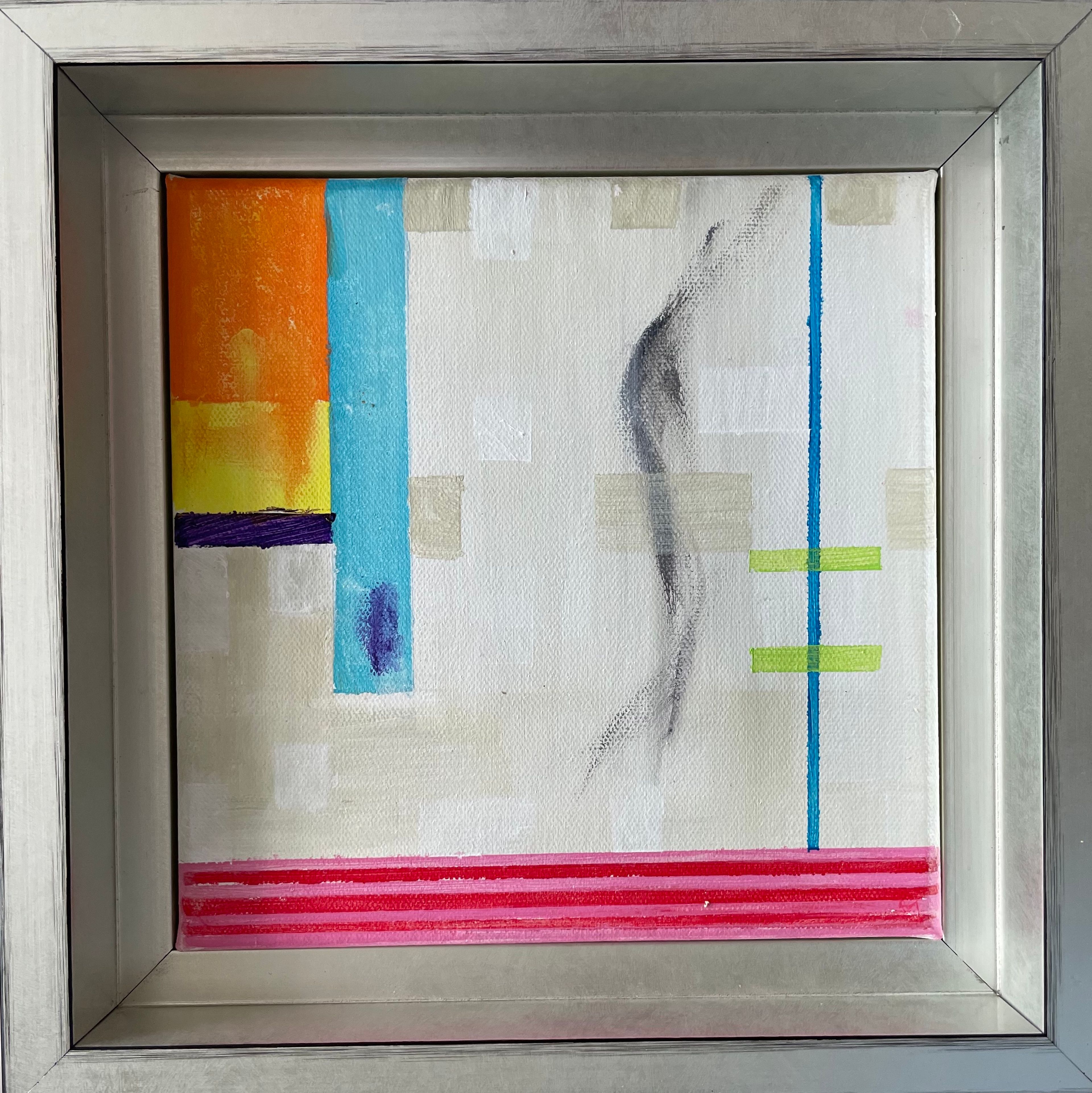 Abstract with Stripes (in silver floating frame)
