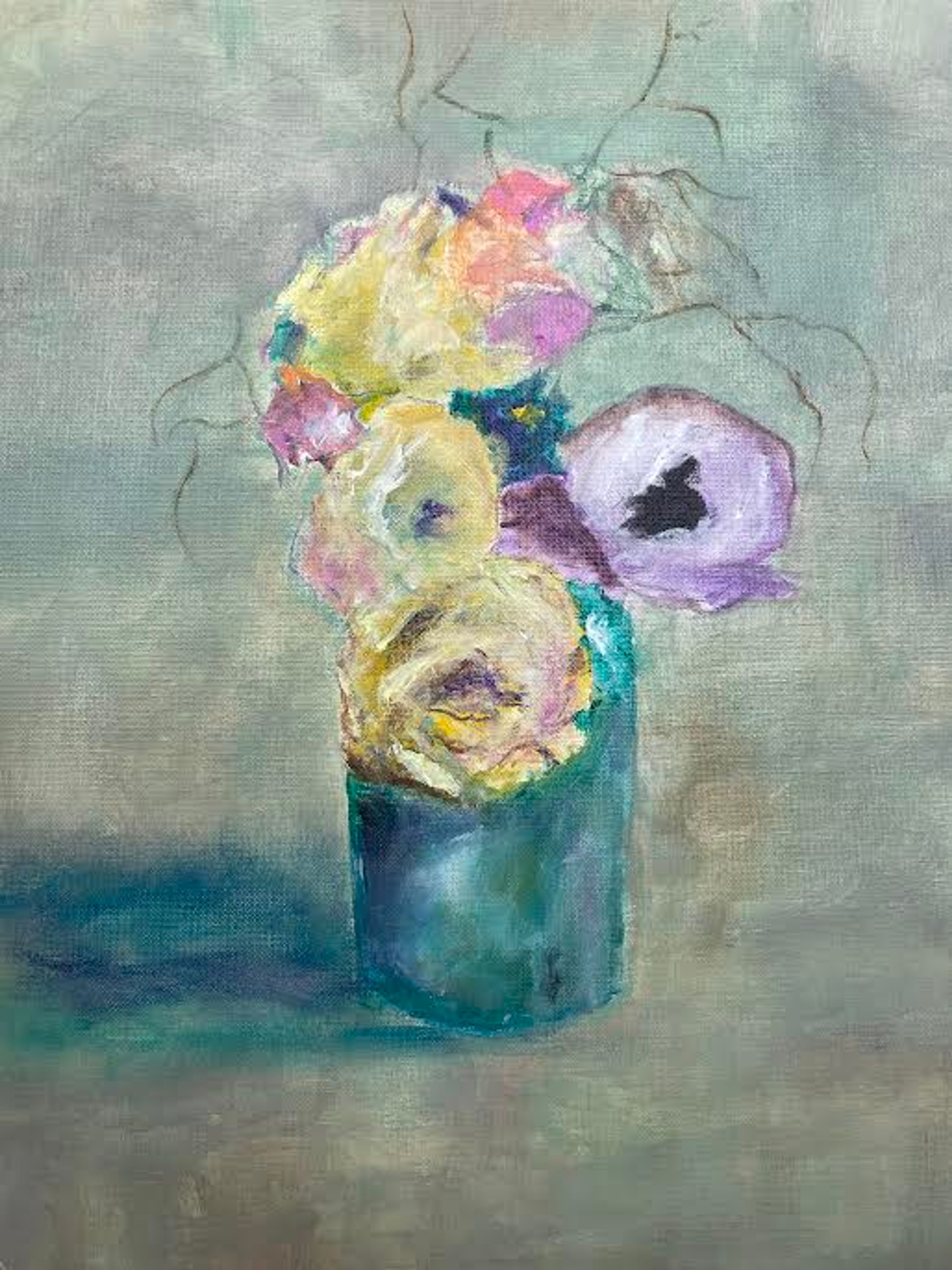 Peony (in gold plein air frame)