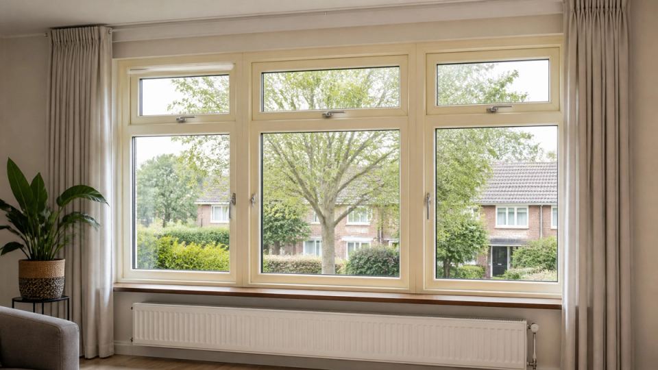 Verkleurde lichte raamkozijnen voor wrapping