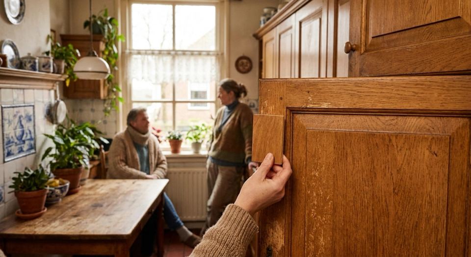 Adviesmoment bij een eiken kast met een gekozen folieafwerking