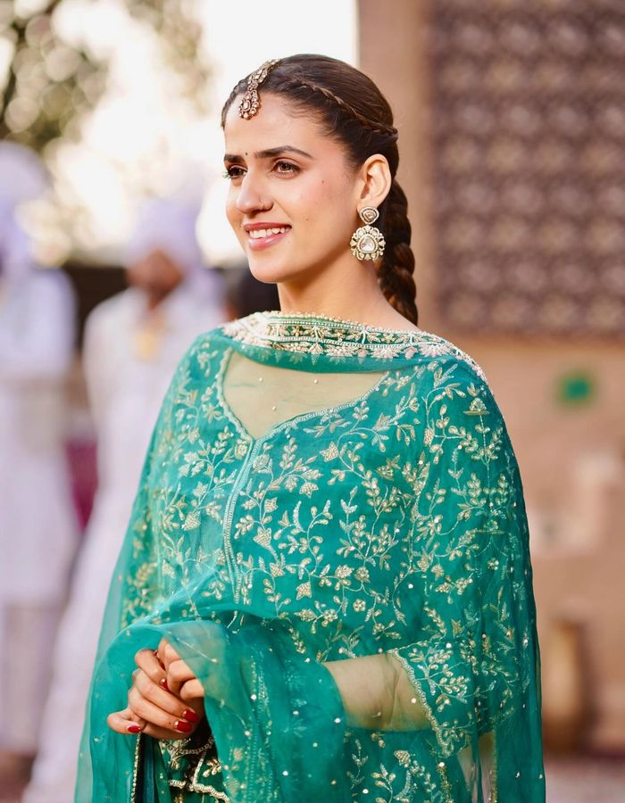 Pranjal Dahiya in Green Sharara