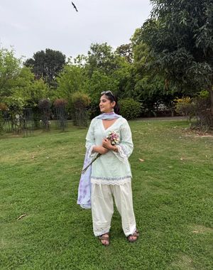 Soft Green White Farshi Salwar