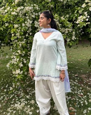 Soft Green White Farshi Salwar