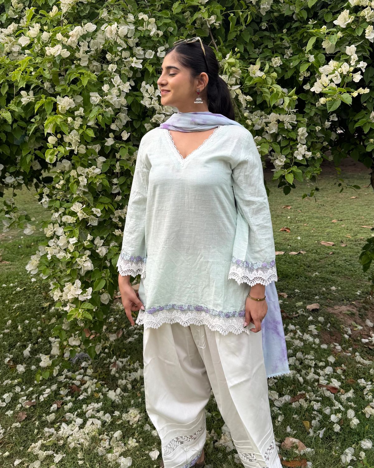 Soft Green White Farshi Salwar