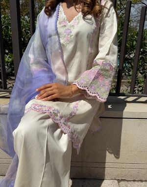 Ivory Lilac Pant Set