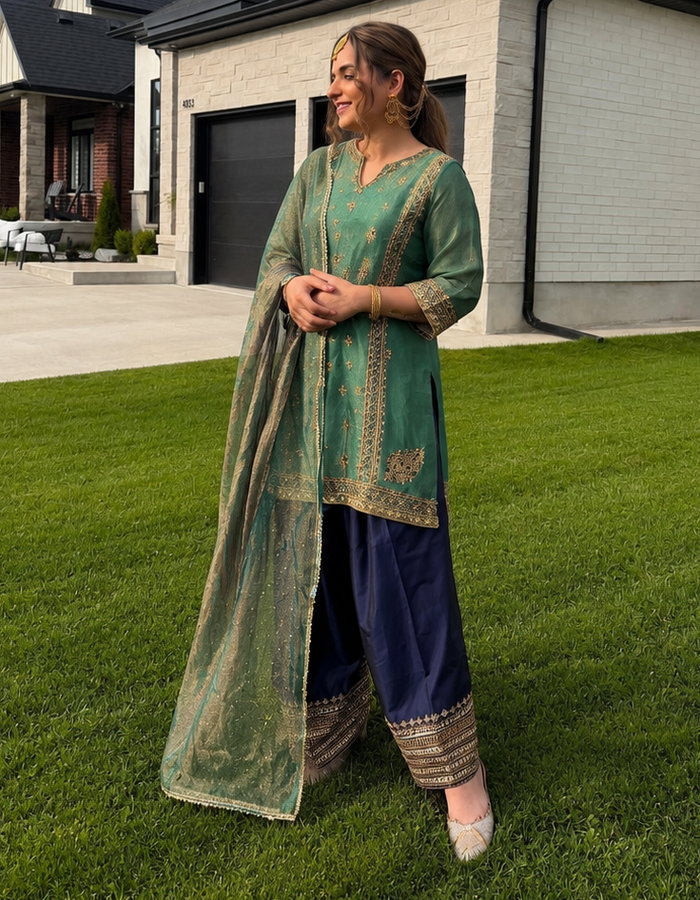 Green Blue Farshi Salwar Suit