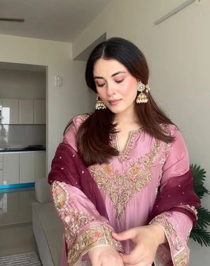 Dusty Rose and Wine A-Line Salwar Suit