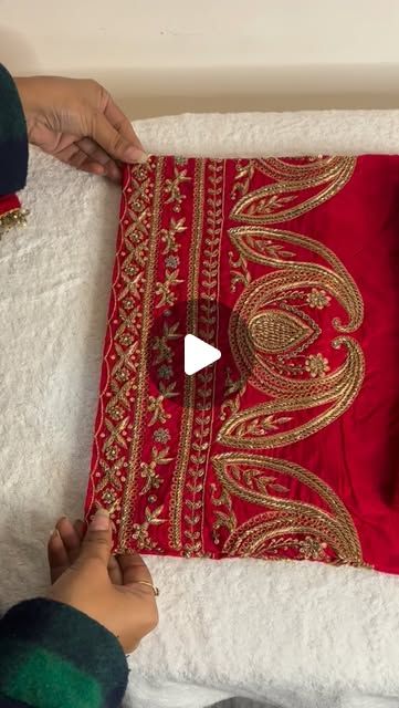 Red embroidered Pant set