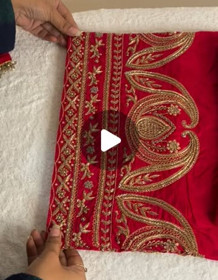 Red embroidered Pant set