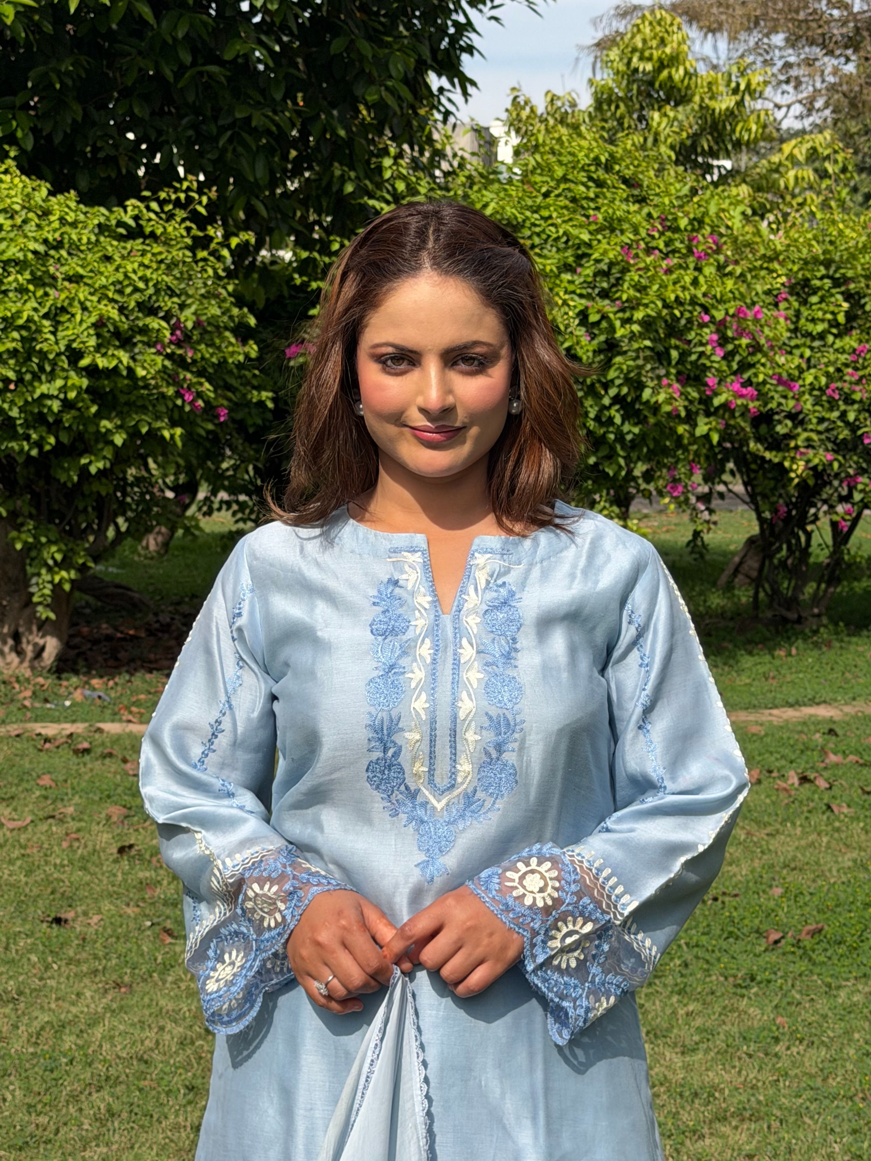 Powder Blue Farshi Salwar