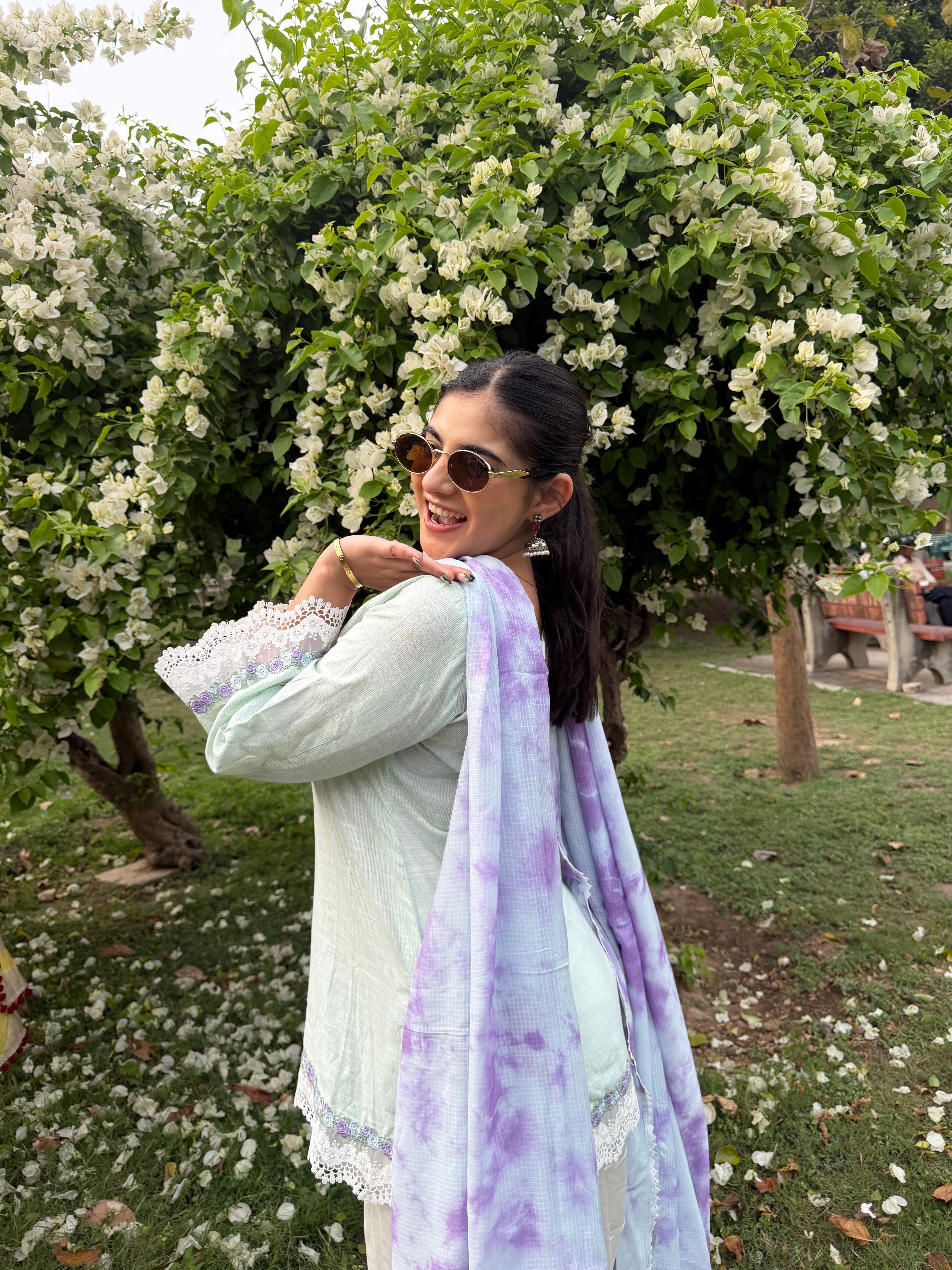 Soft Green White Farshi Salwar
