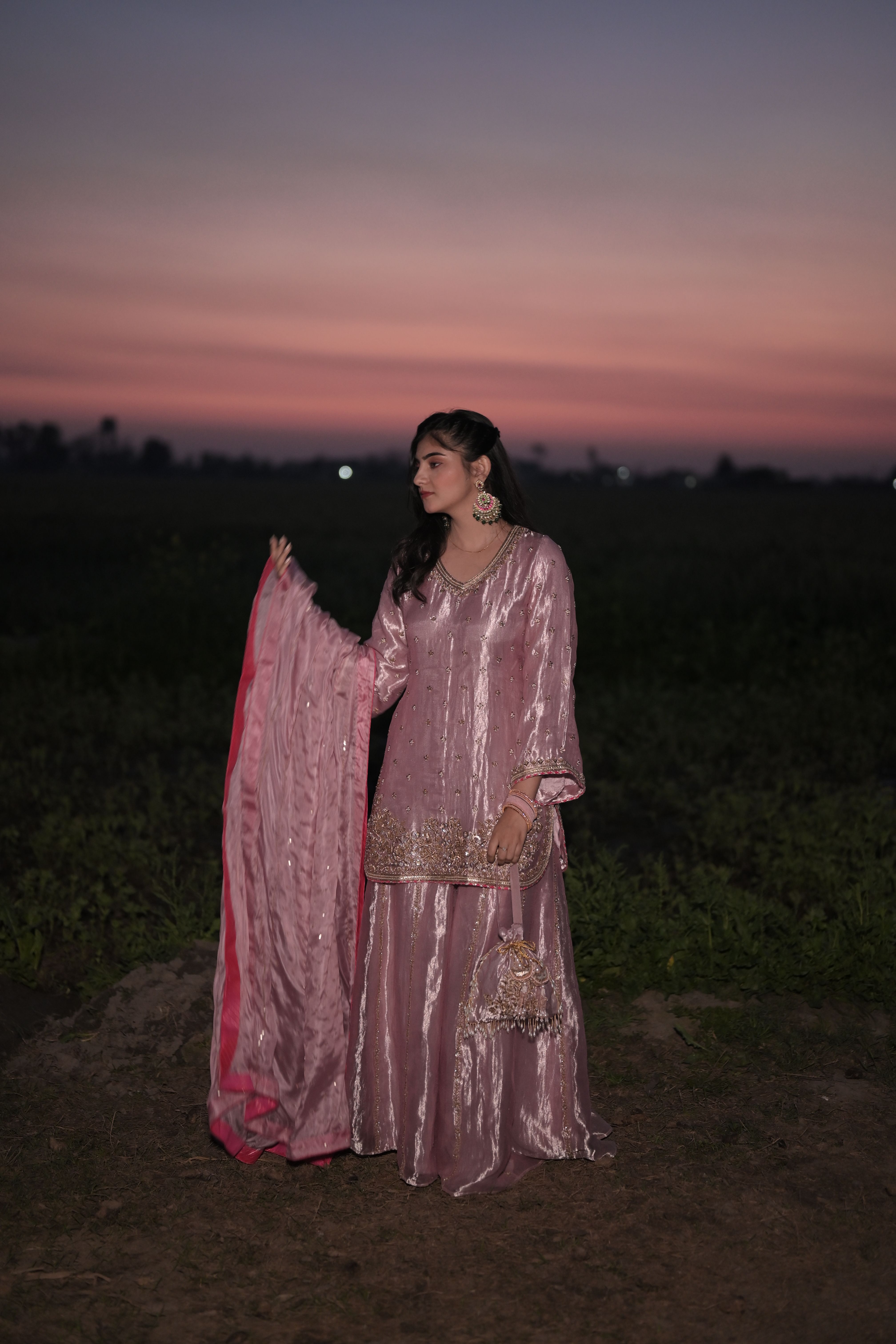 Misty Rose Sharara Set