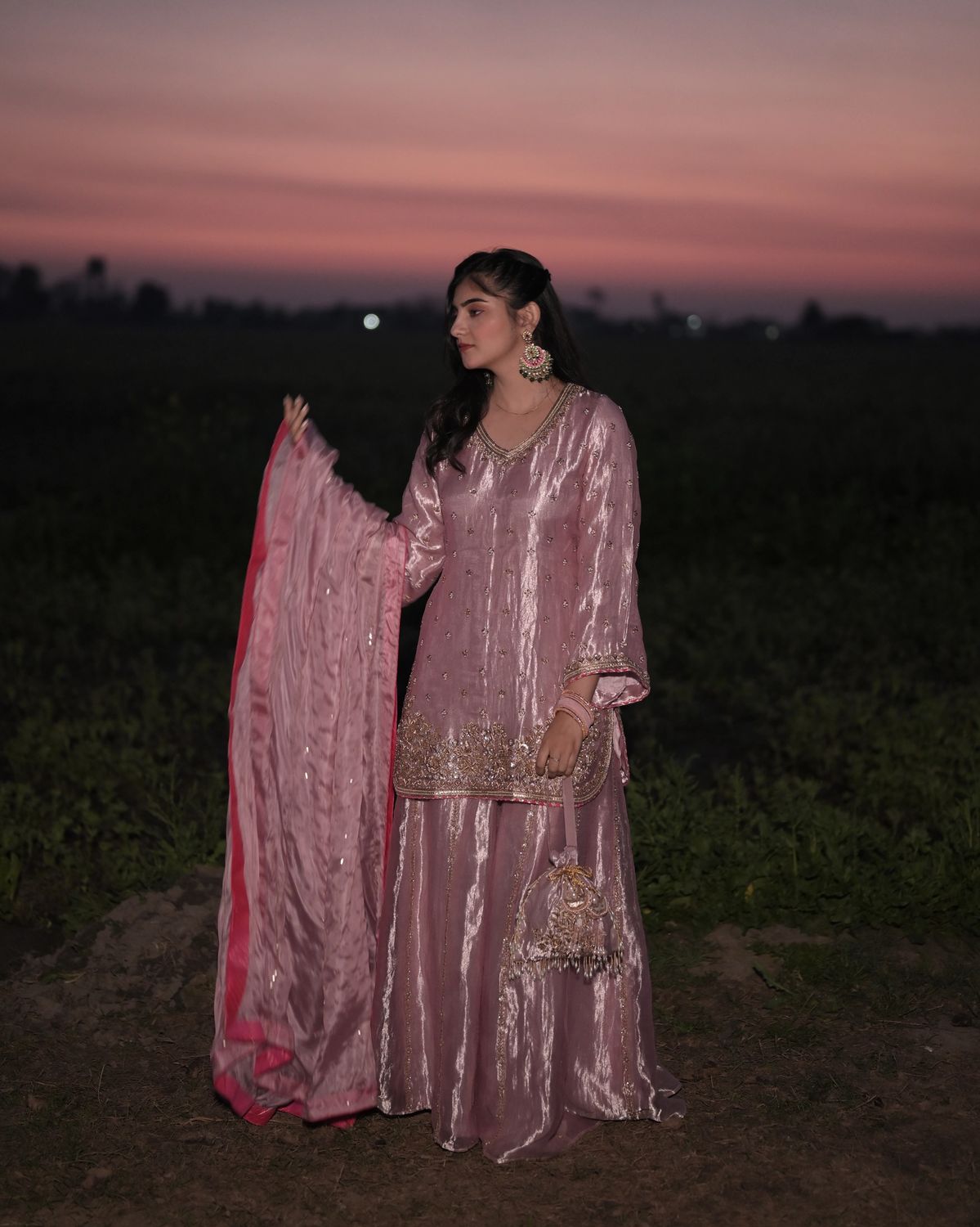 Misty Rose Sharara Set