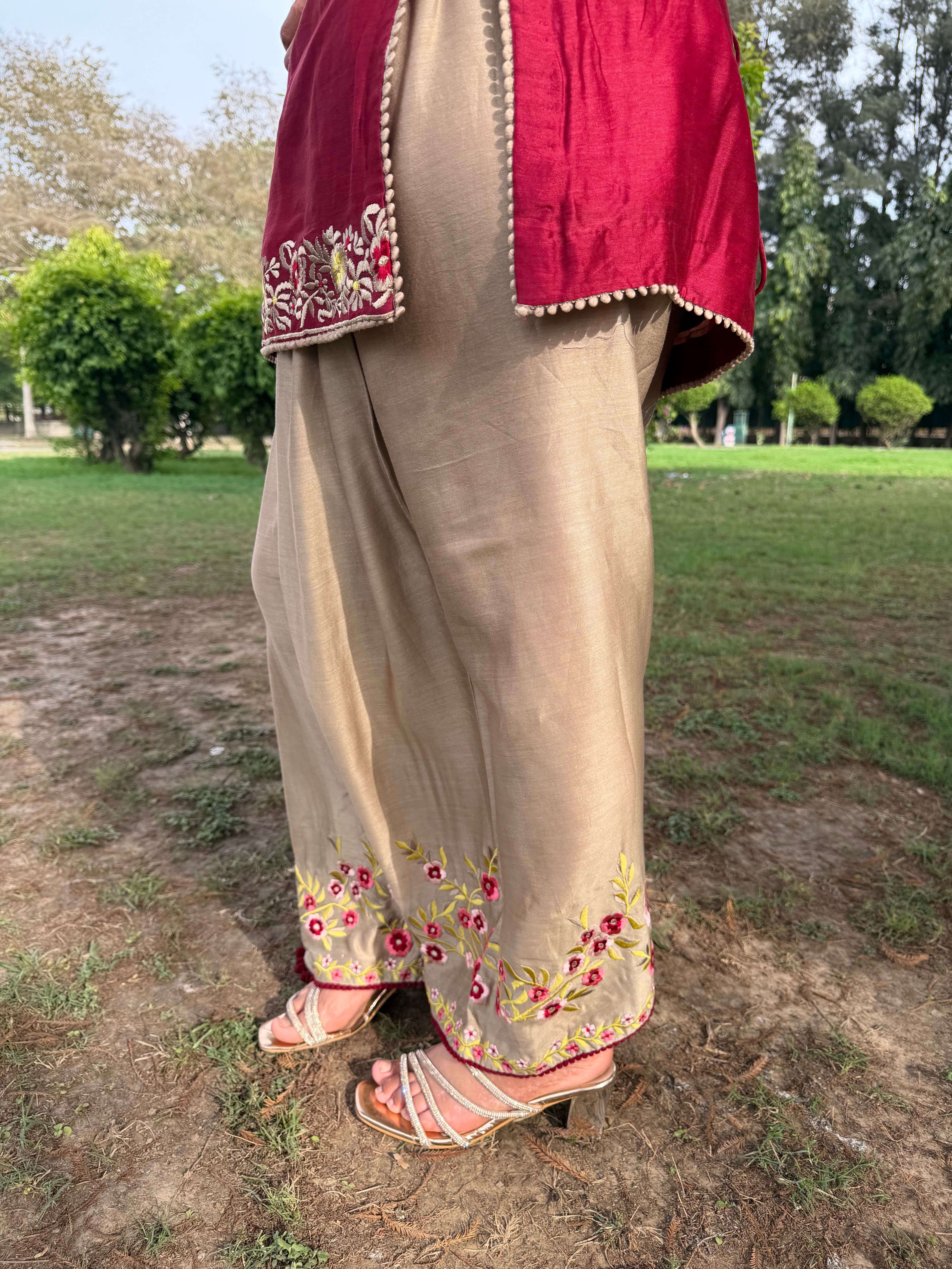 Maroon Mocha Farshi Salwar