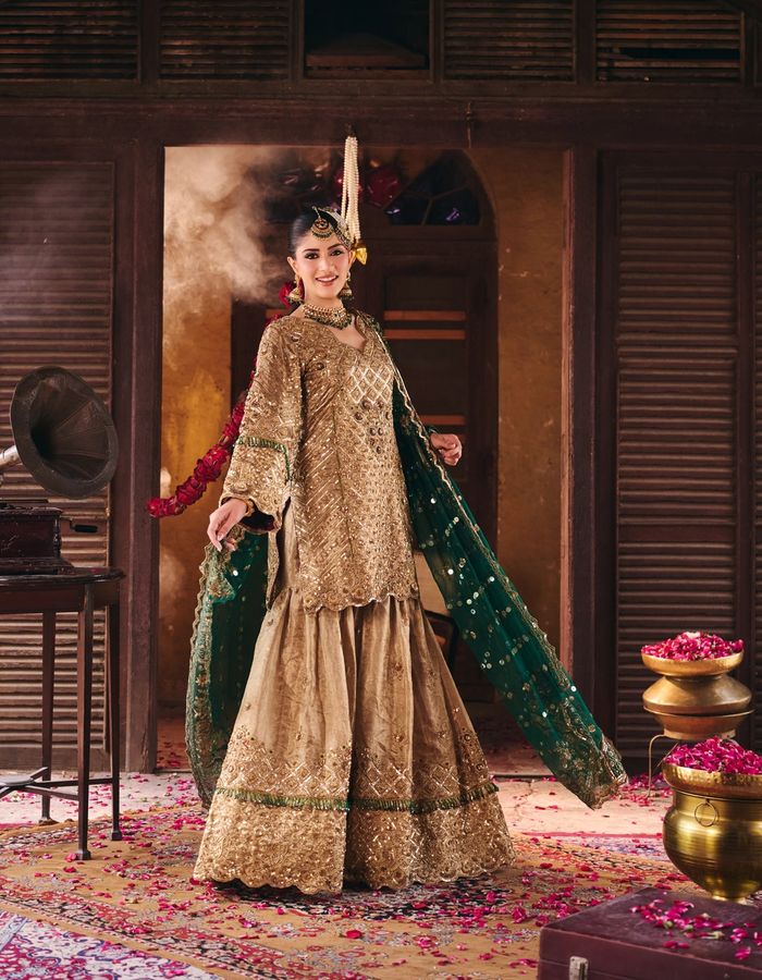 Gold and Green Gharara