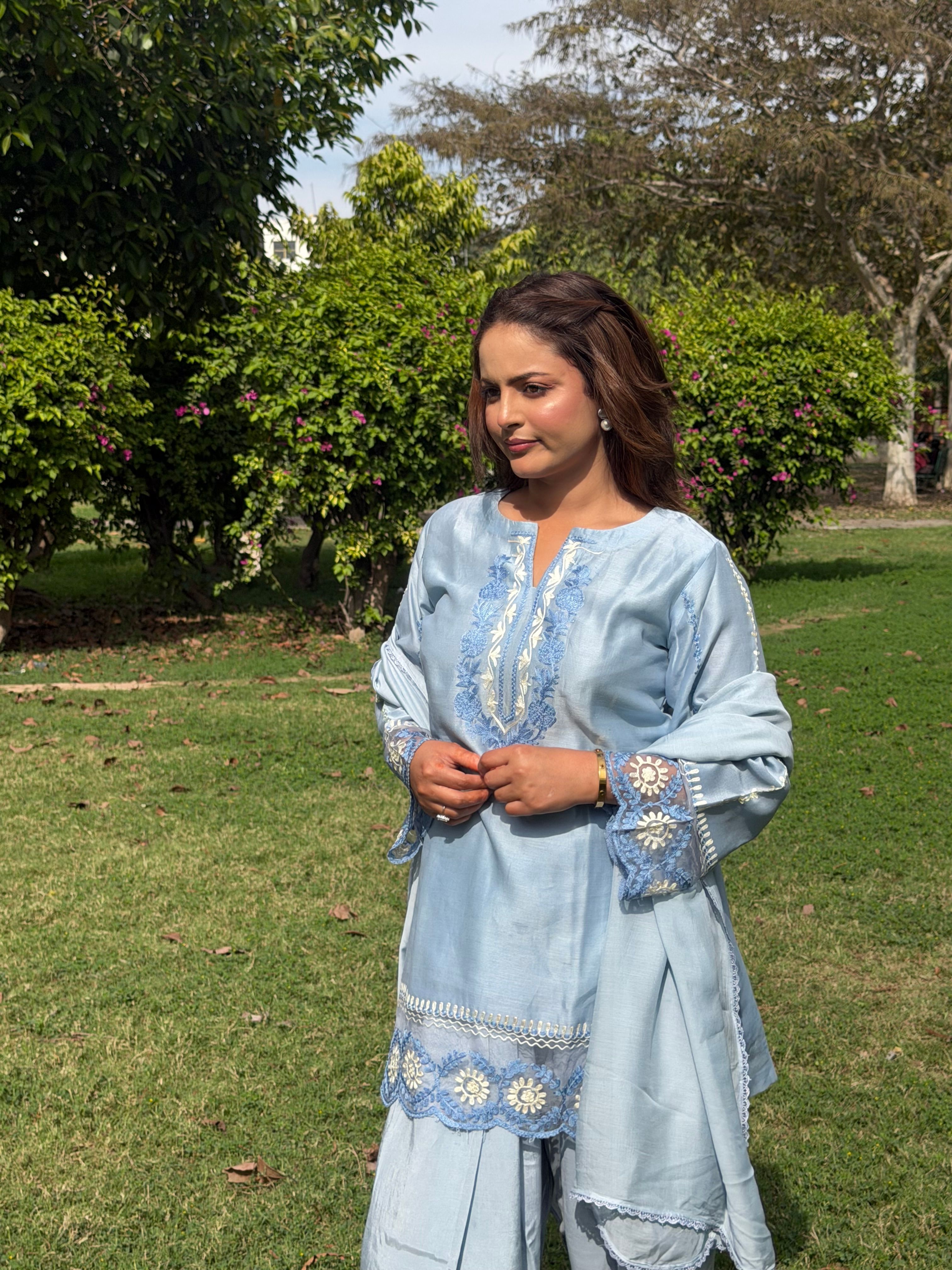 Powder Blue Farshi Salwar