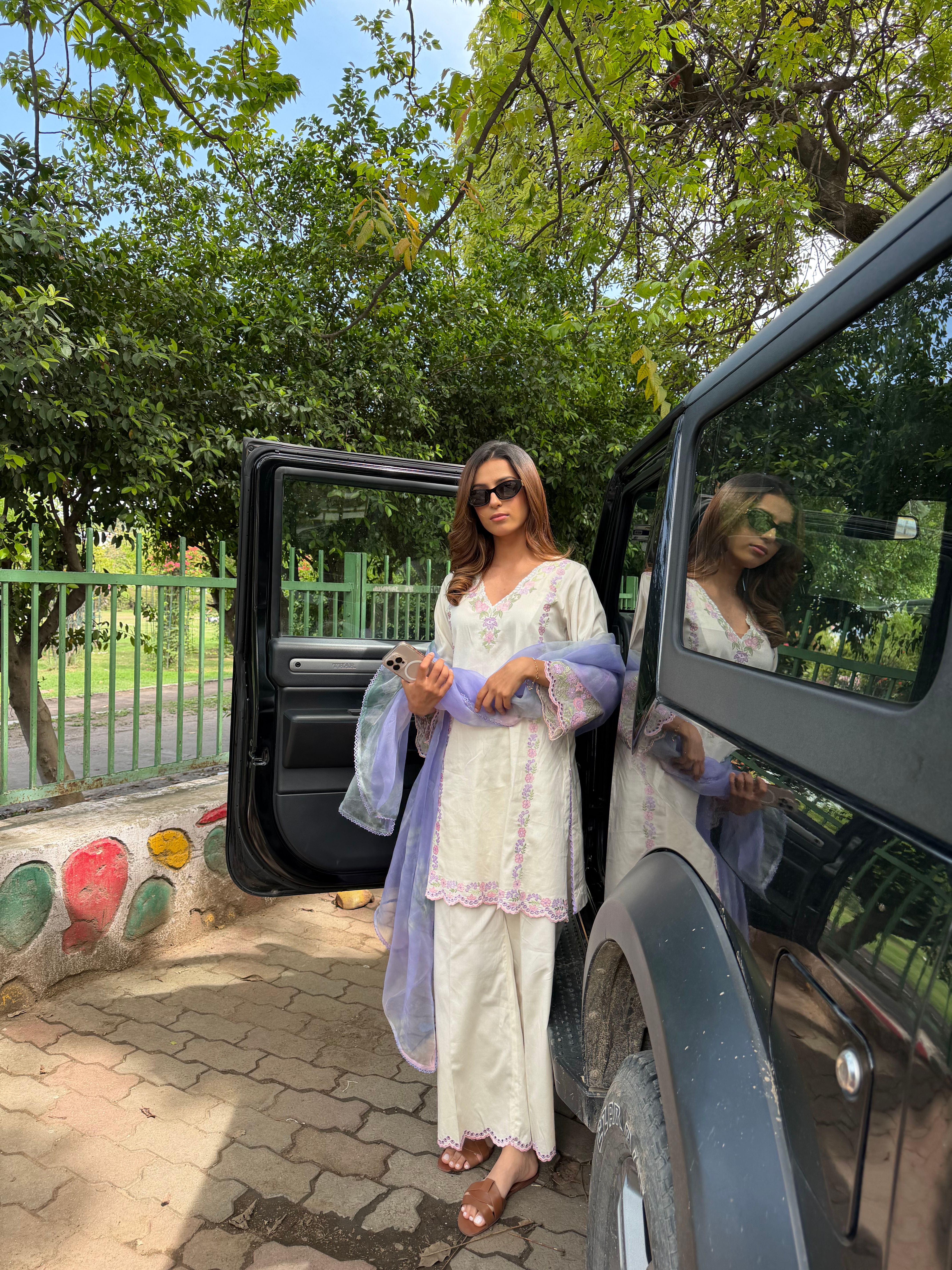 Ivory Lilac Pant Set