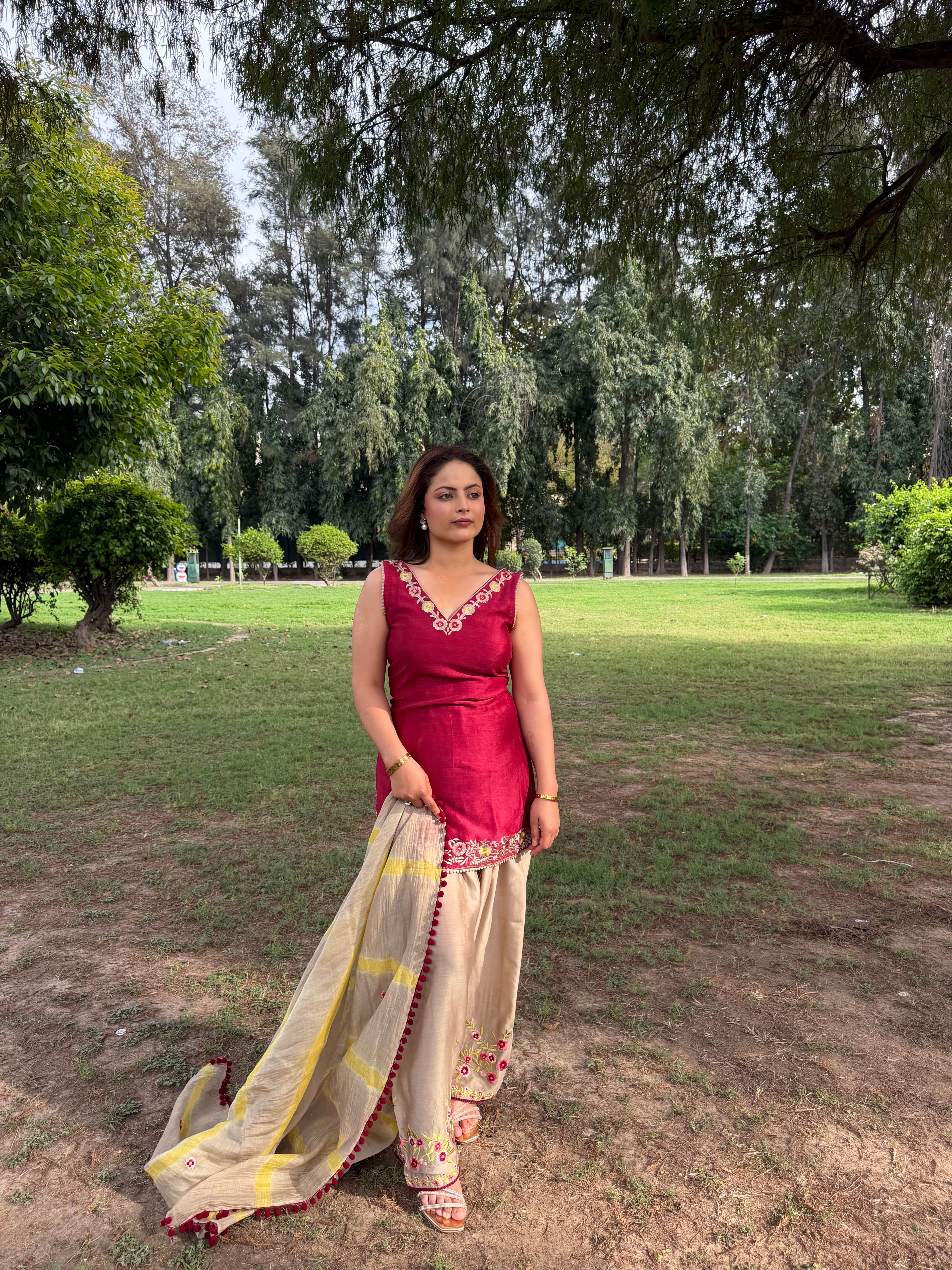 Maroon Mocha Farshi Salwar