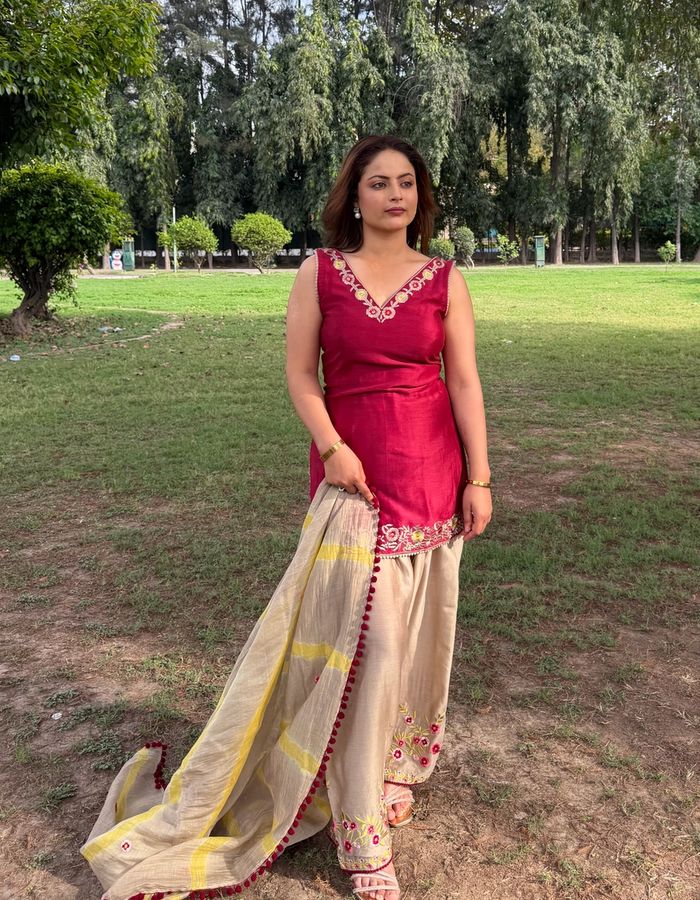 Maroon Mocha Farshi Salwar