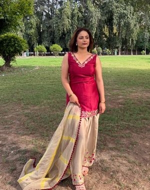 Maroon Mocha Farshi Salwar