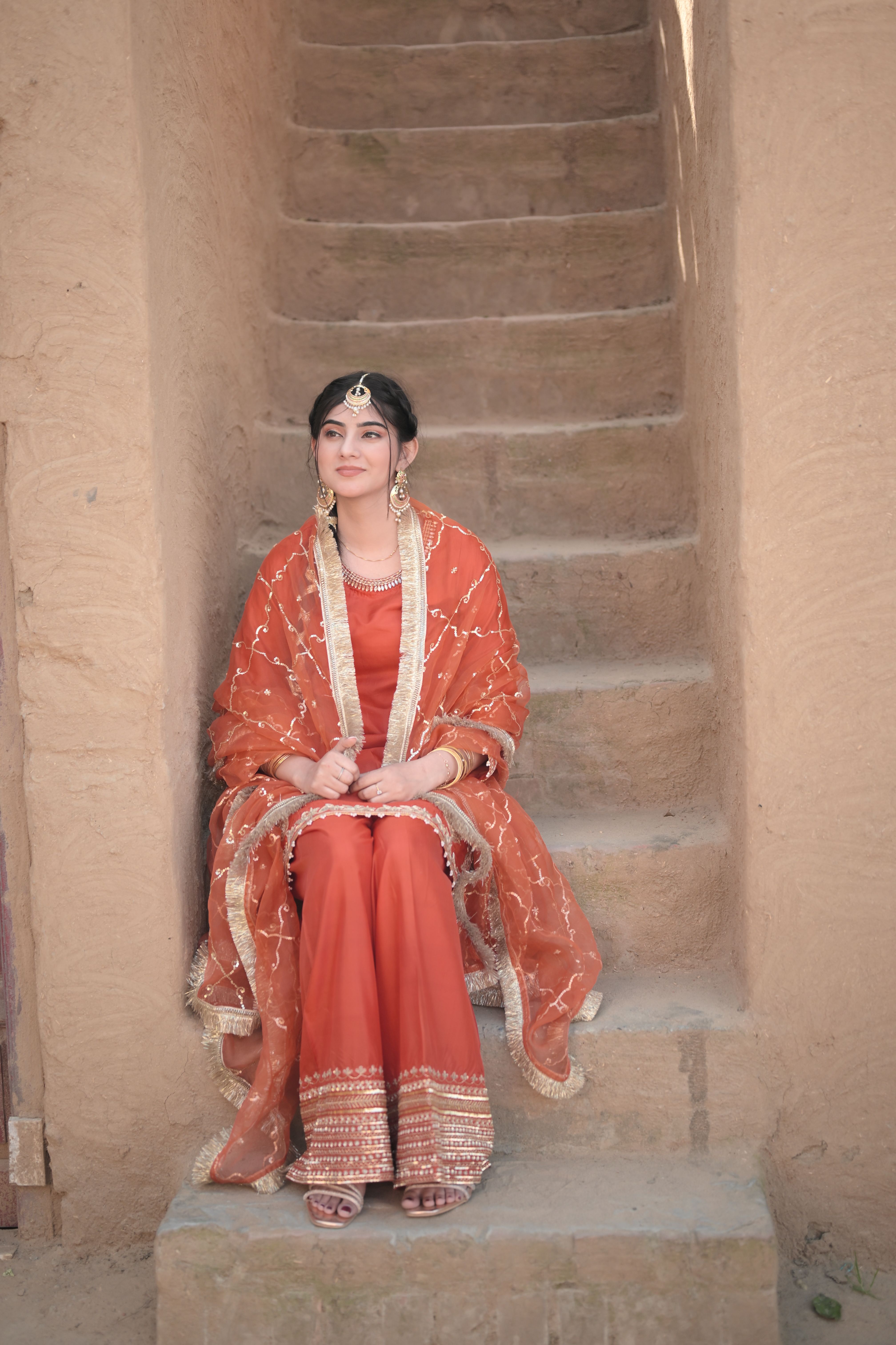Burnt Terracotta Farshi Salwar Suit