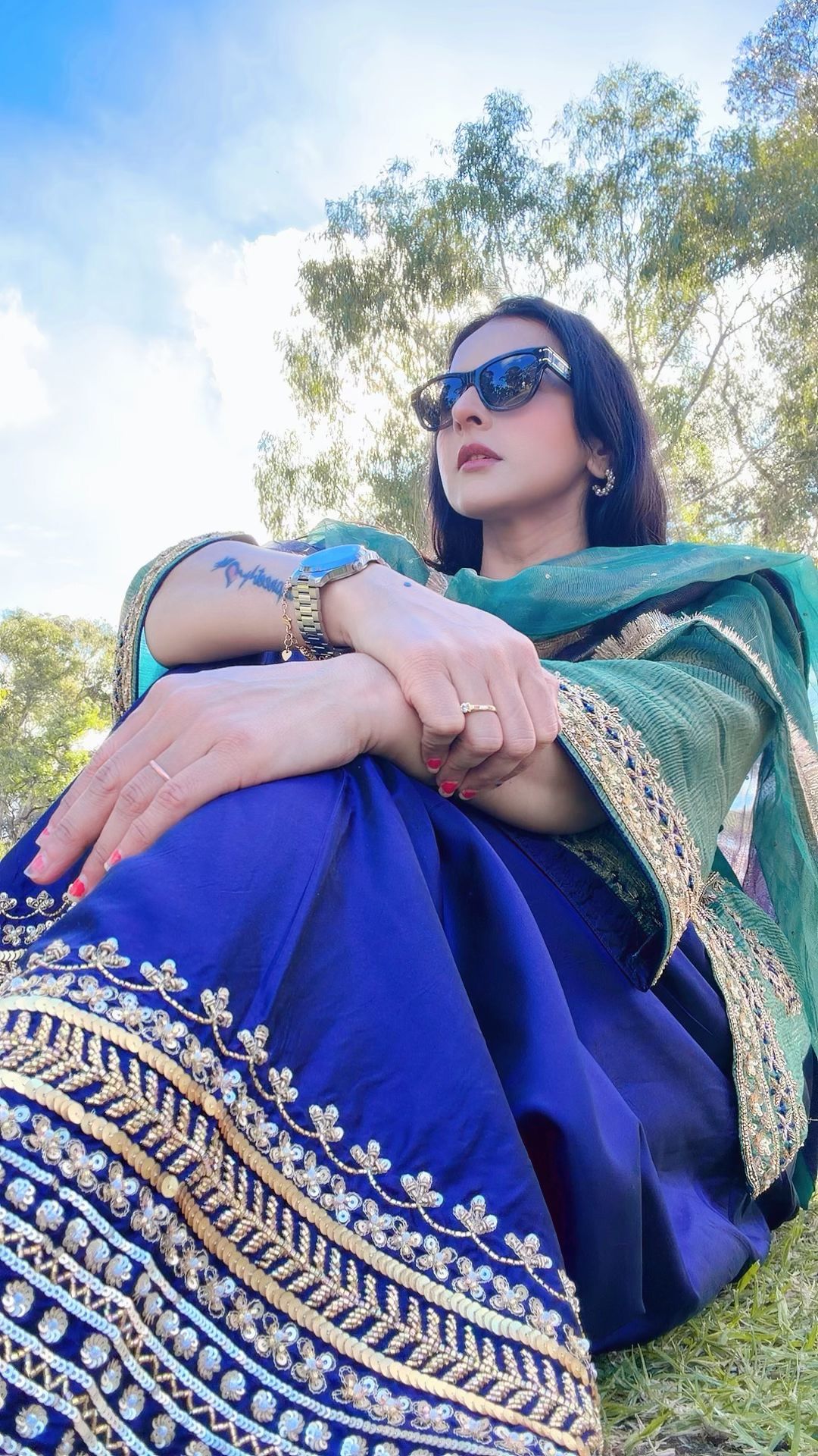 Green Blue Farshi Salwar Suit