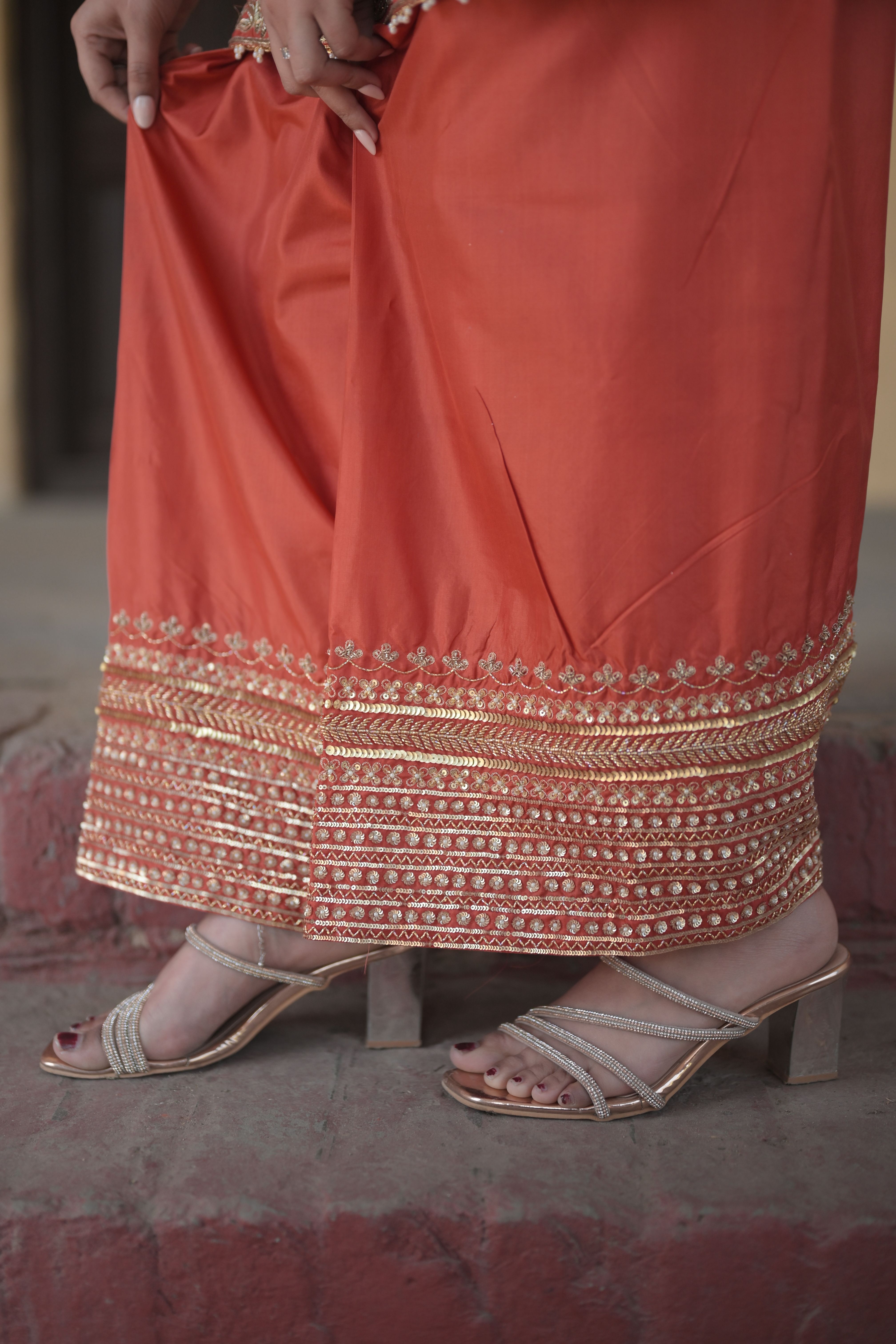 Burnt Terracotta Farshi Salwar Suit