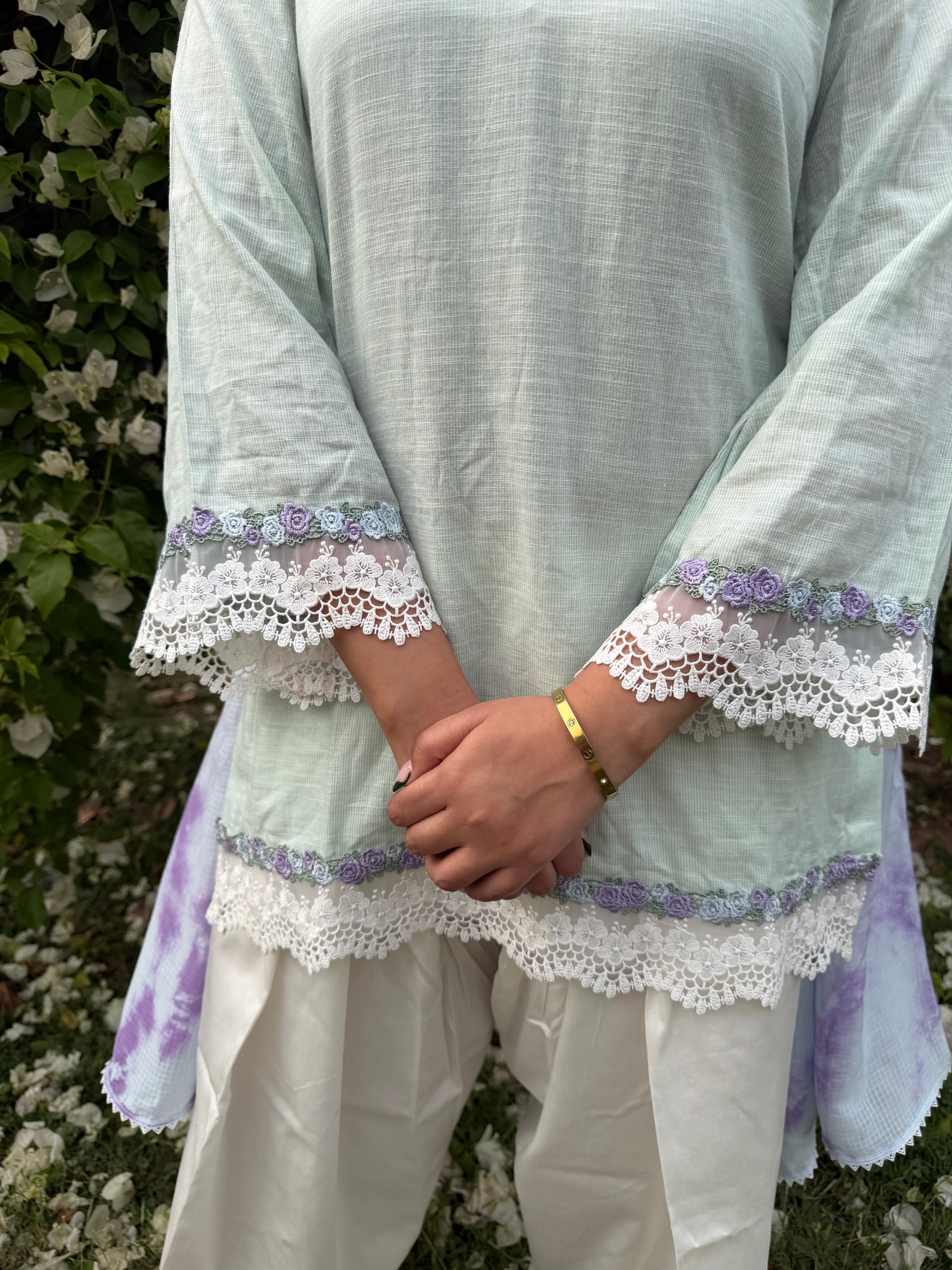 Soft Green White Farshi Salwar