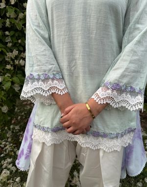 Soft Green White Farshi Salwar