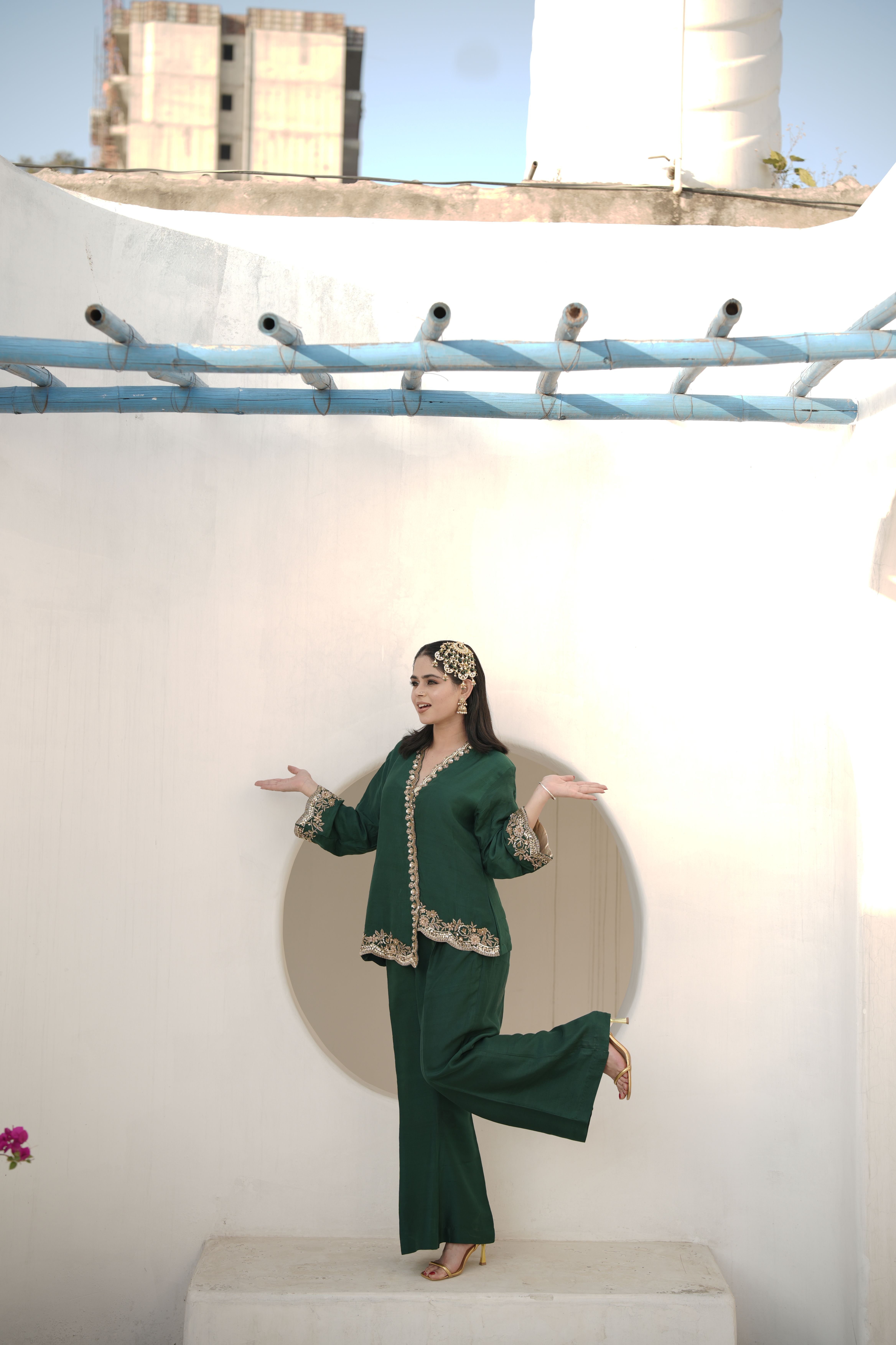 Dark Green High-Low Coord set
