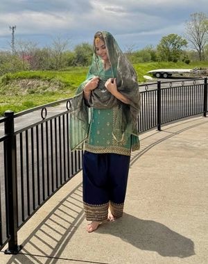 Green Blue Farshi Salwar Suit