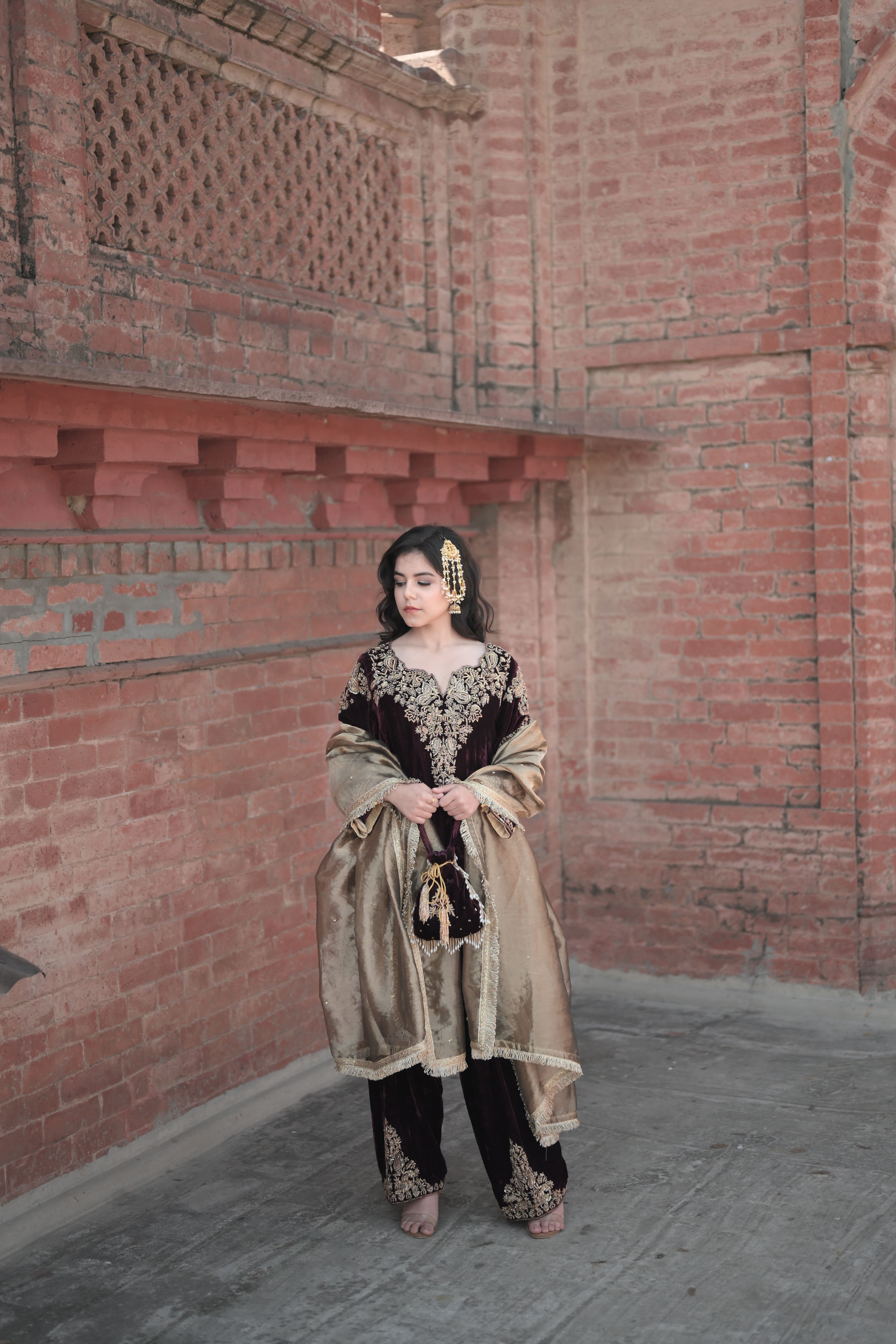 Wine Velvet Salwar Suit