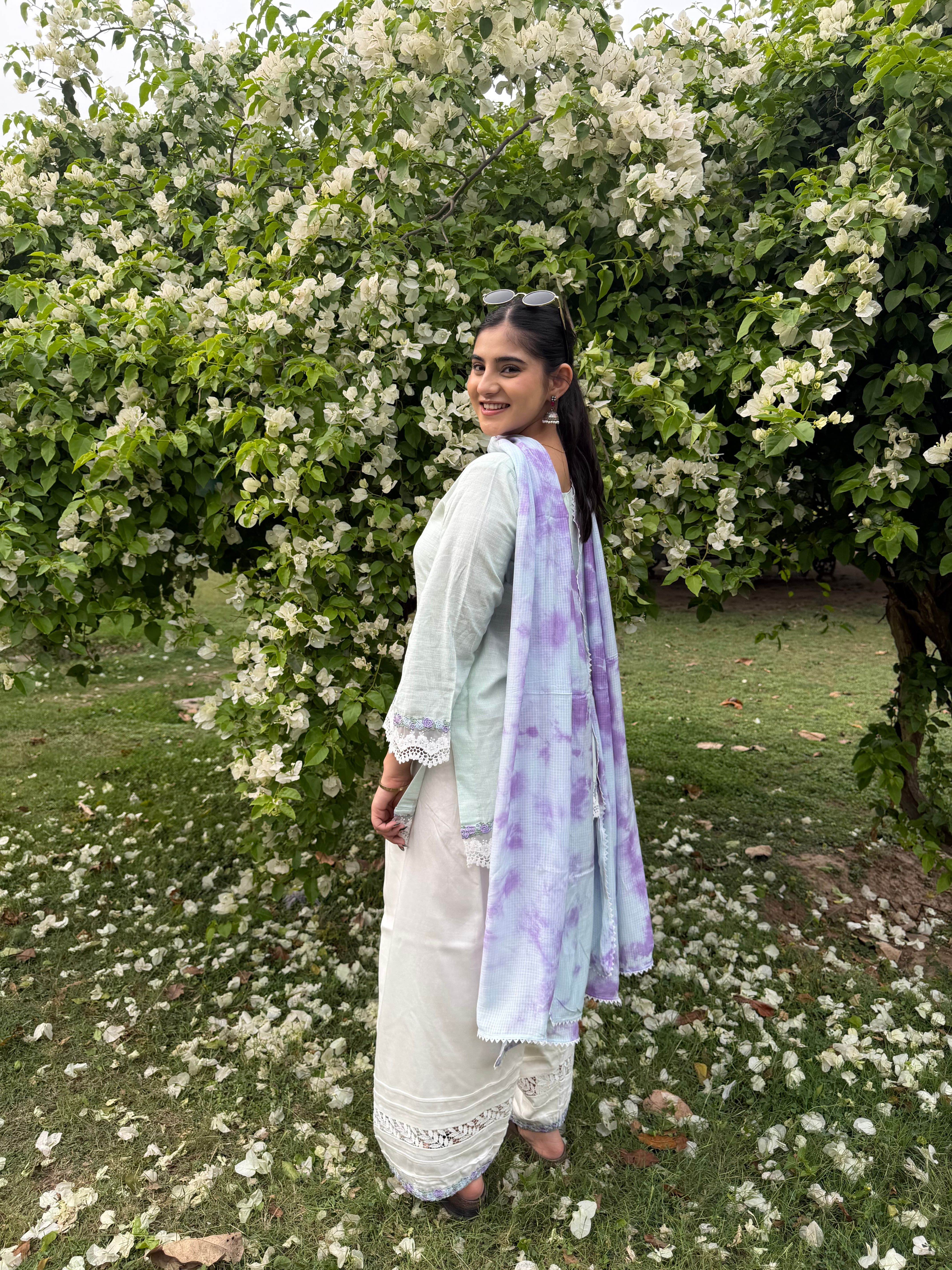 Soft Green White Farshi Salwar