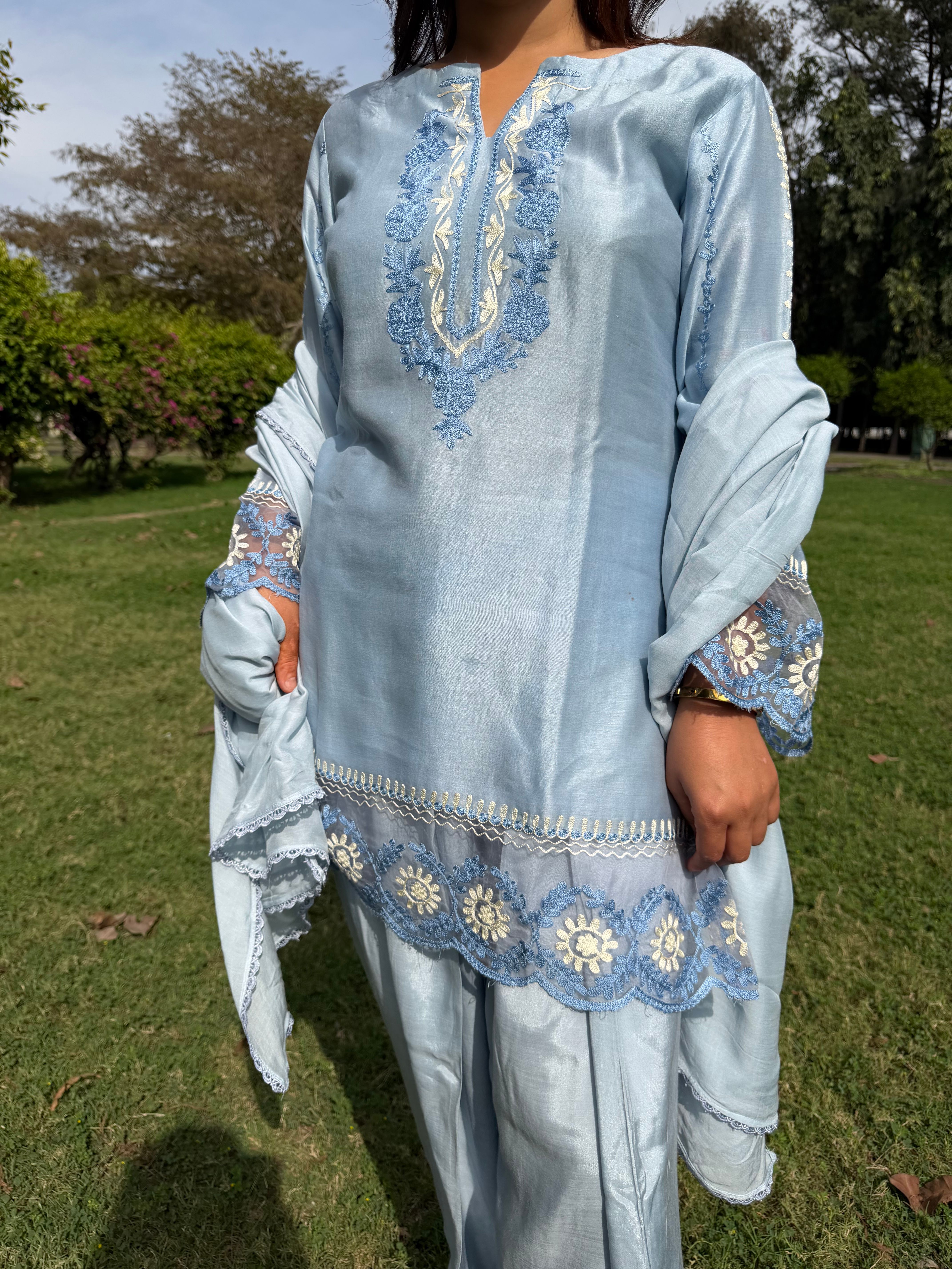 Powder Blue Farshi Salwar