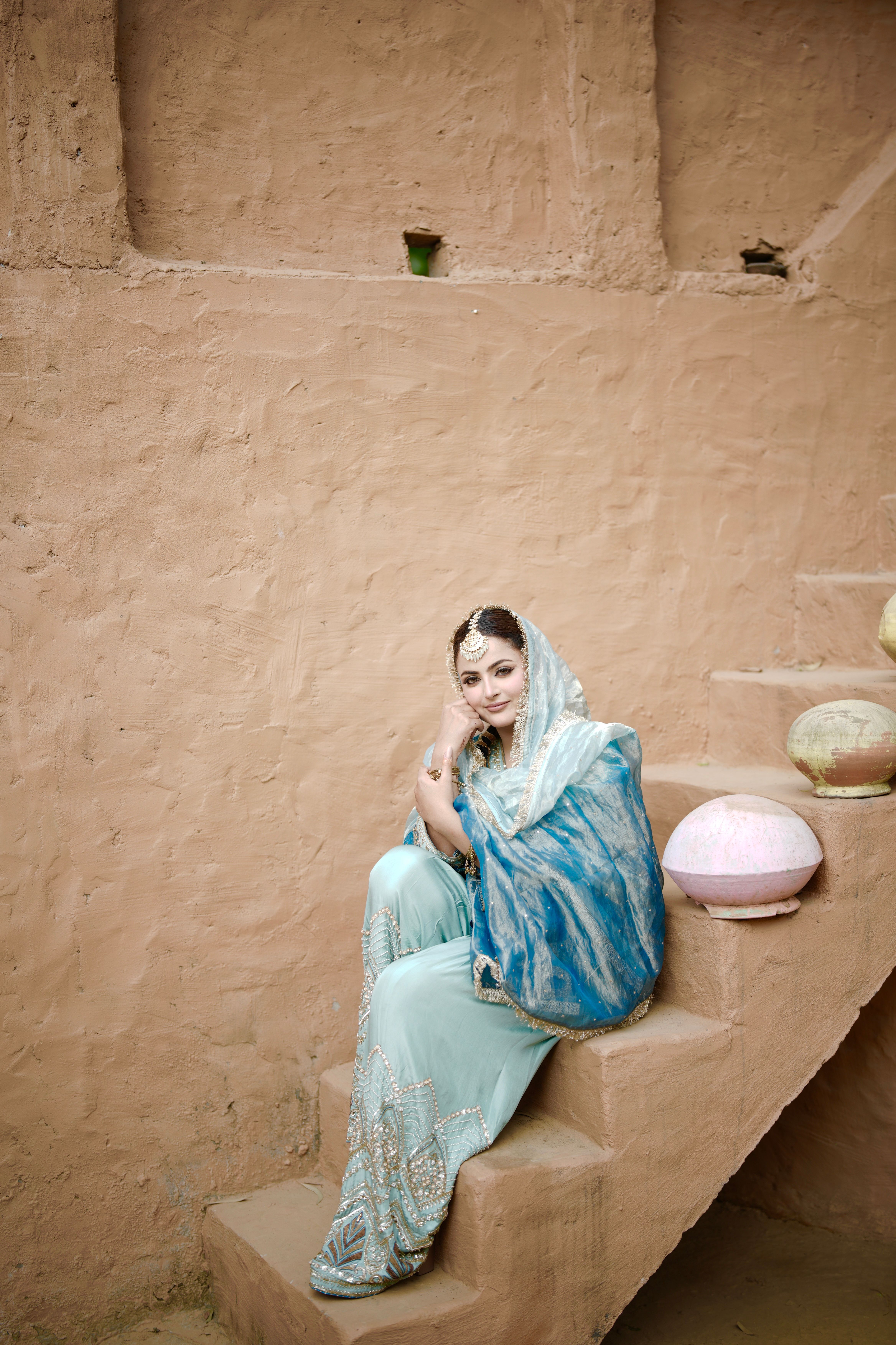 Teal Blue Farshi Salwar Suit