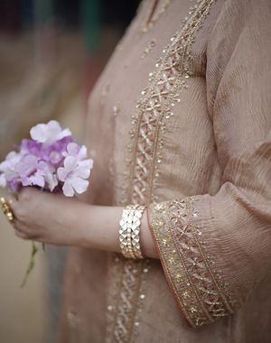 Peach Rust Teal Farshi Salwar Suit