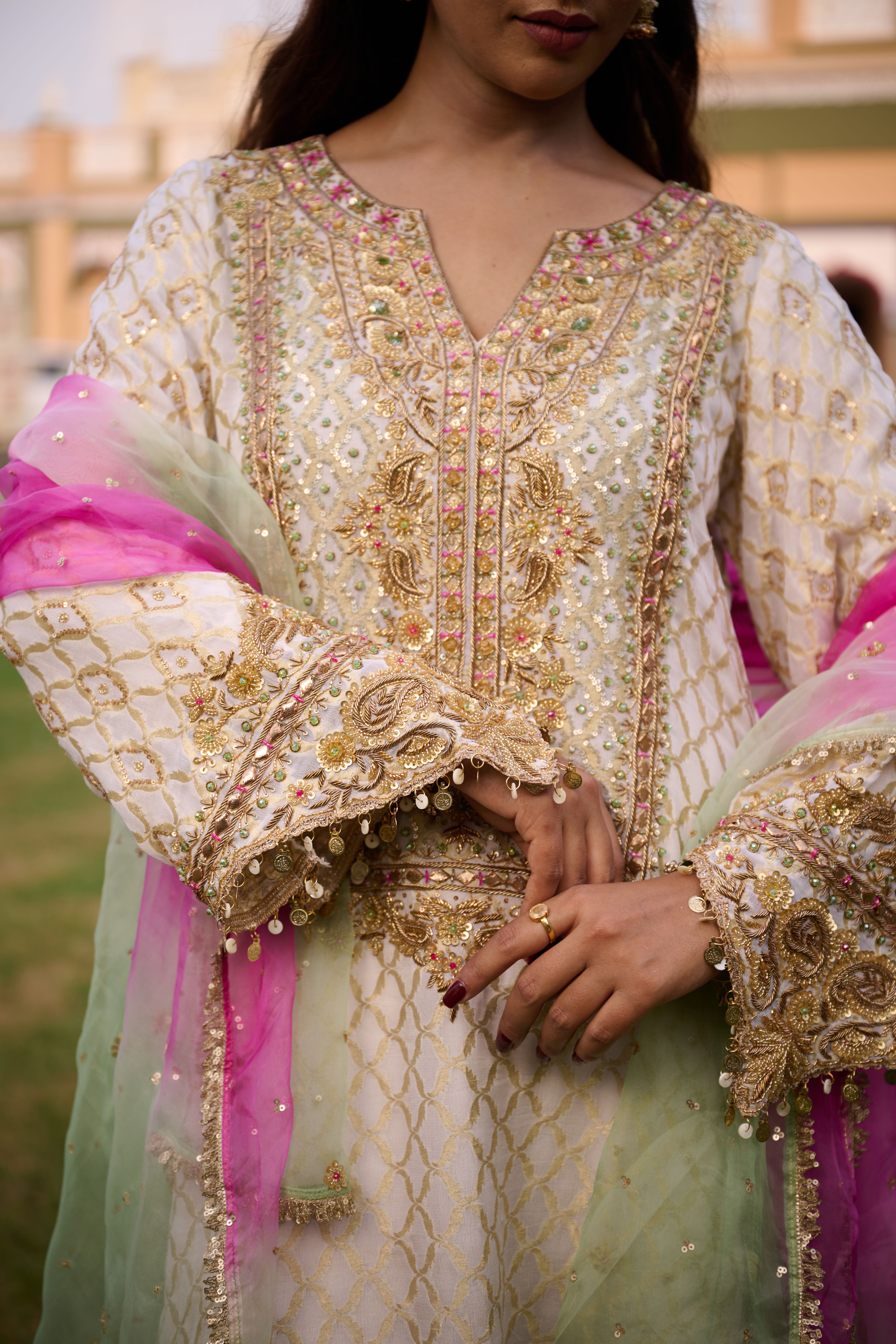 Ivory A line Salwar Suit
