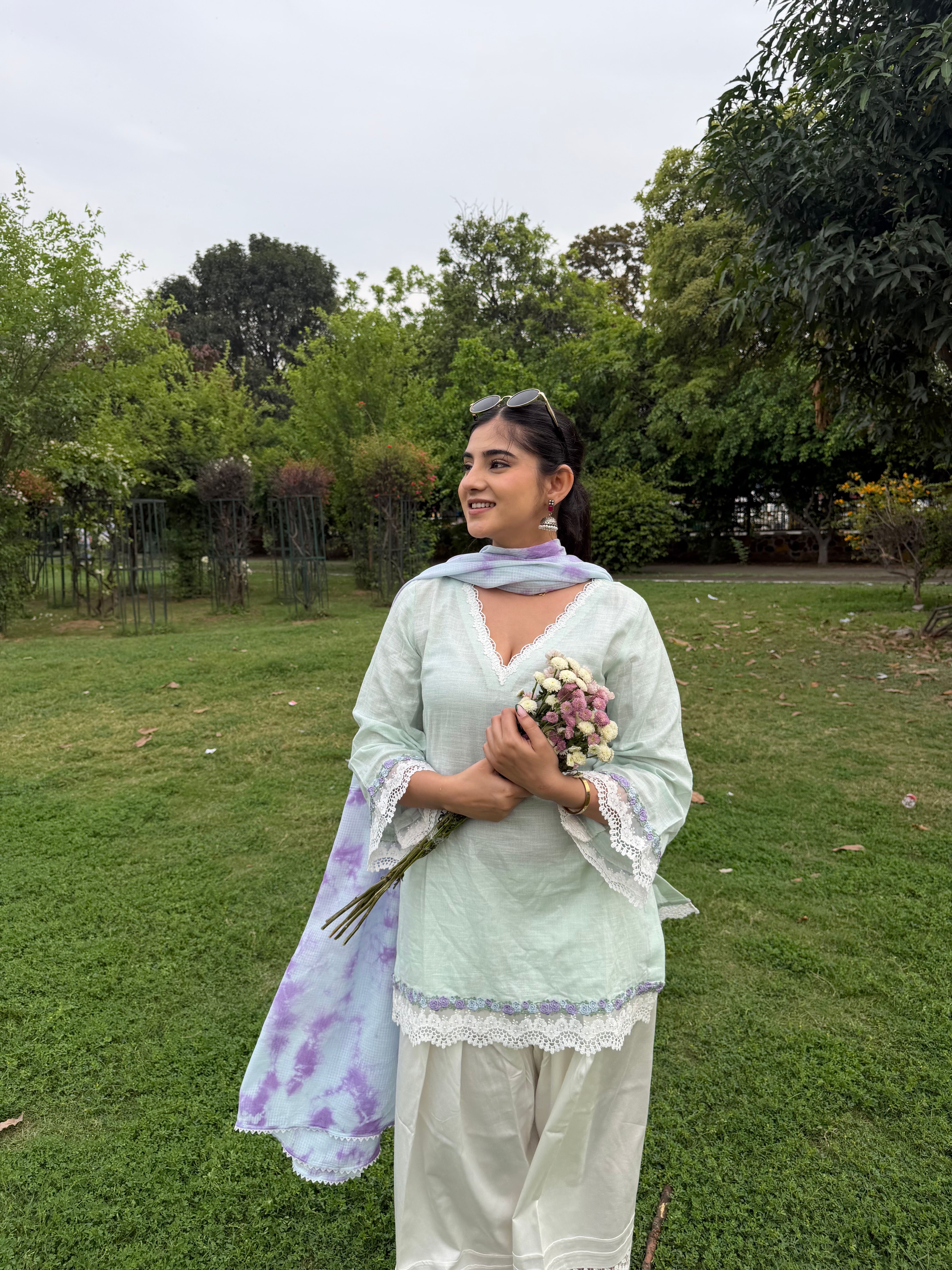 Soft Green White Farshi Salwar