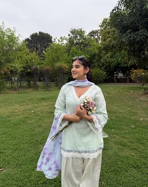 Soft Green White Farshi Salwar