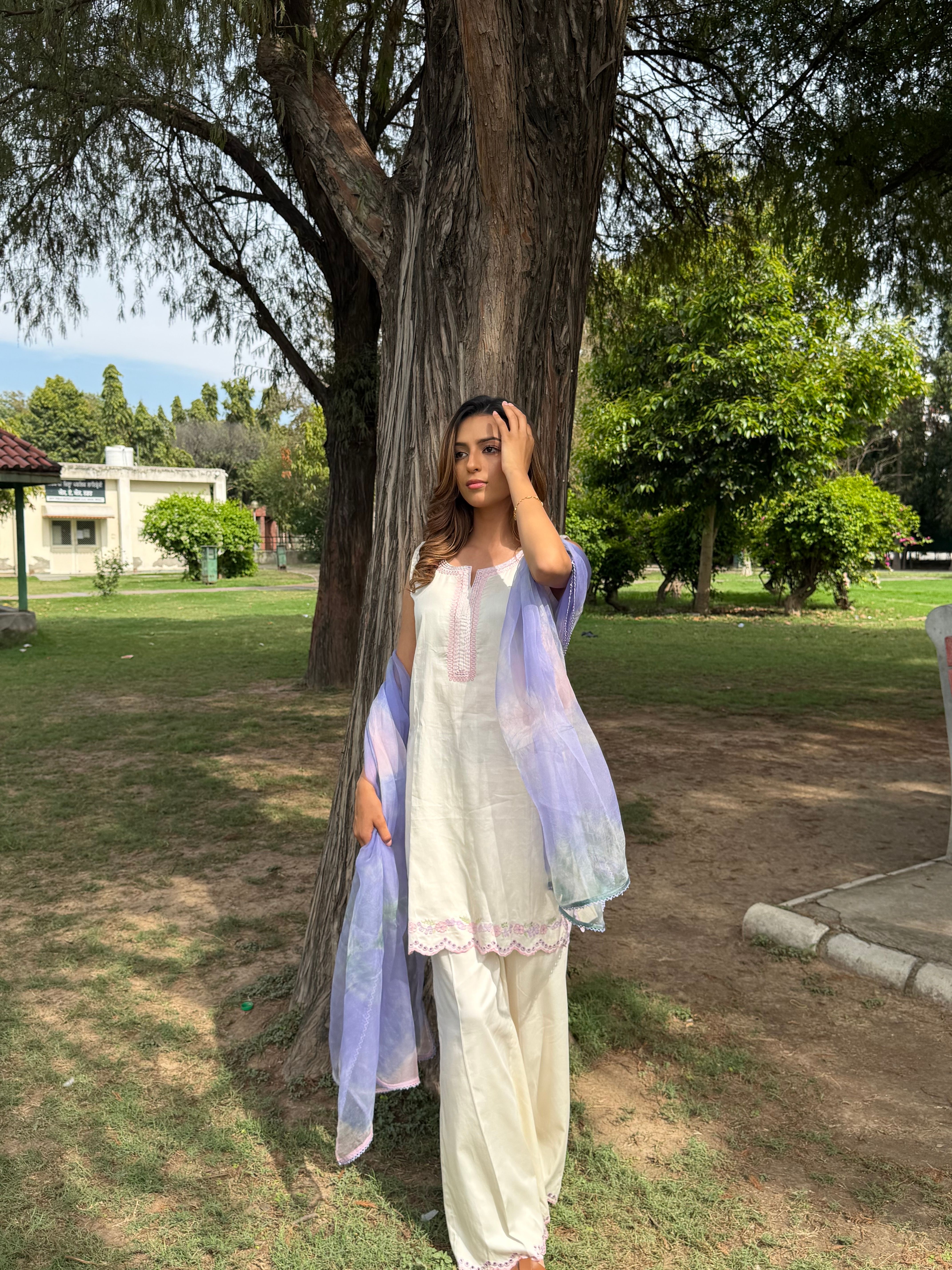 Ivory Lilac Pant Set