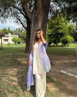 Ivory Lilac Pant Set
