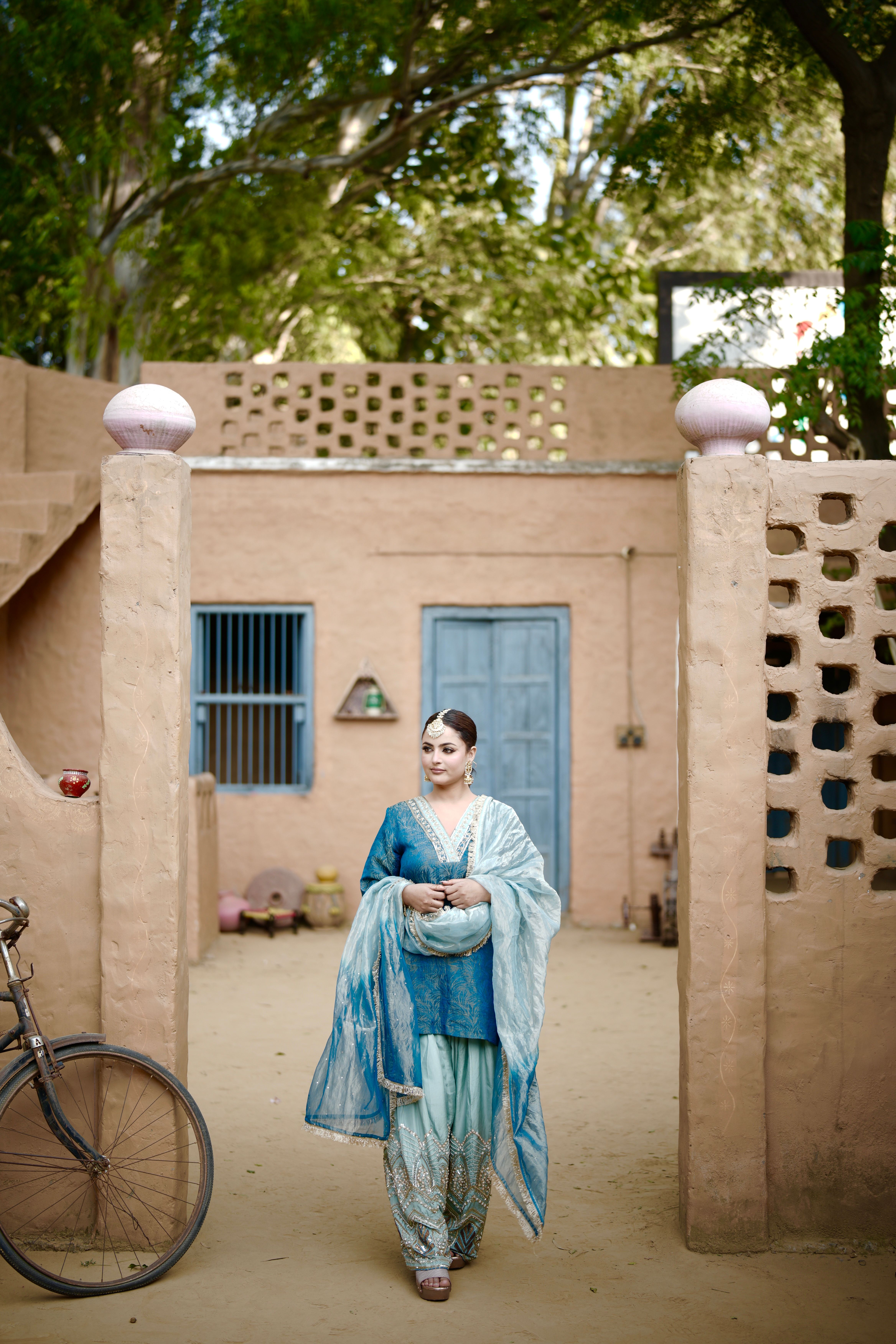 Teal Blue Farshi Salwar Suit